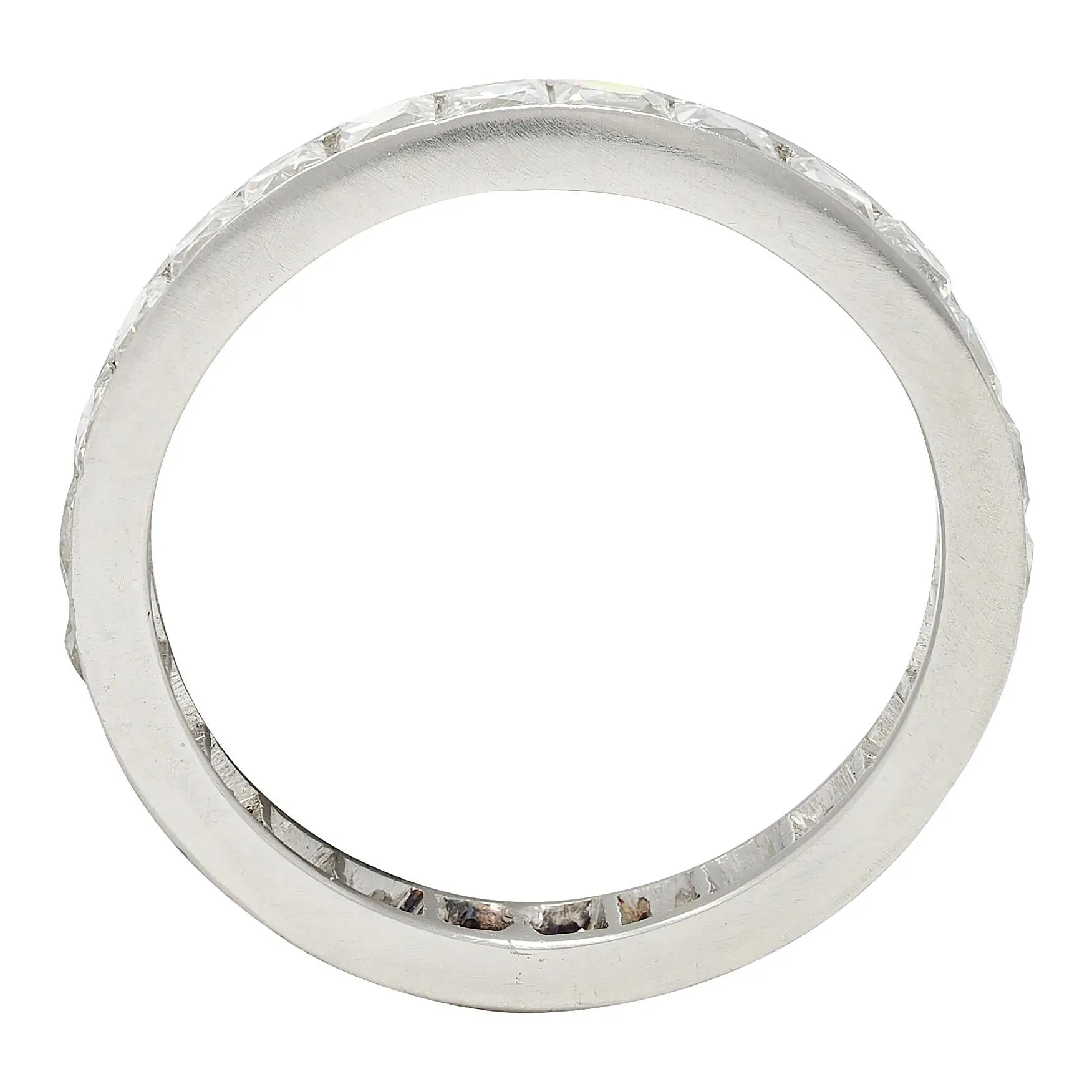 Mid-Century 1.50 CTW French Cut Diamond Platinum Vintage Eternity Wedding Band Ring