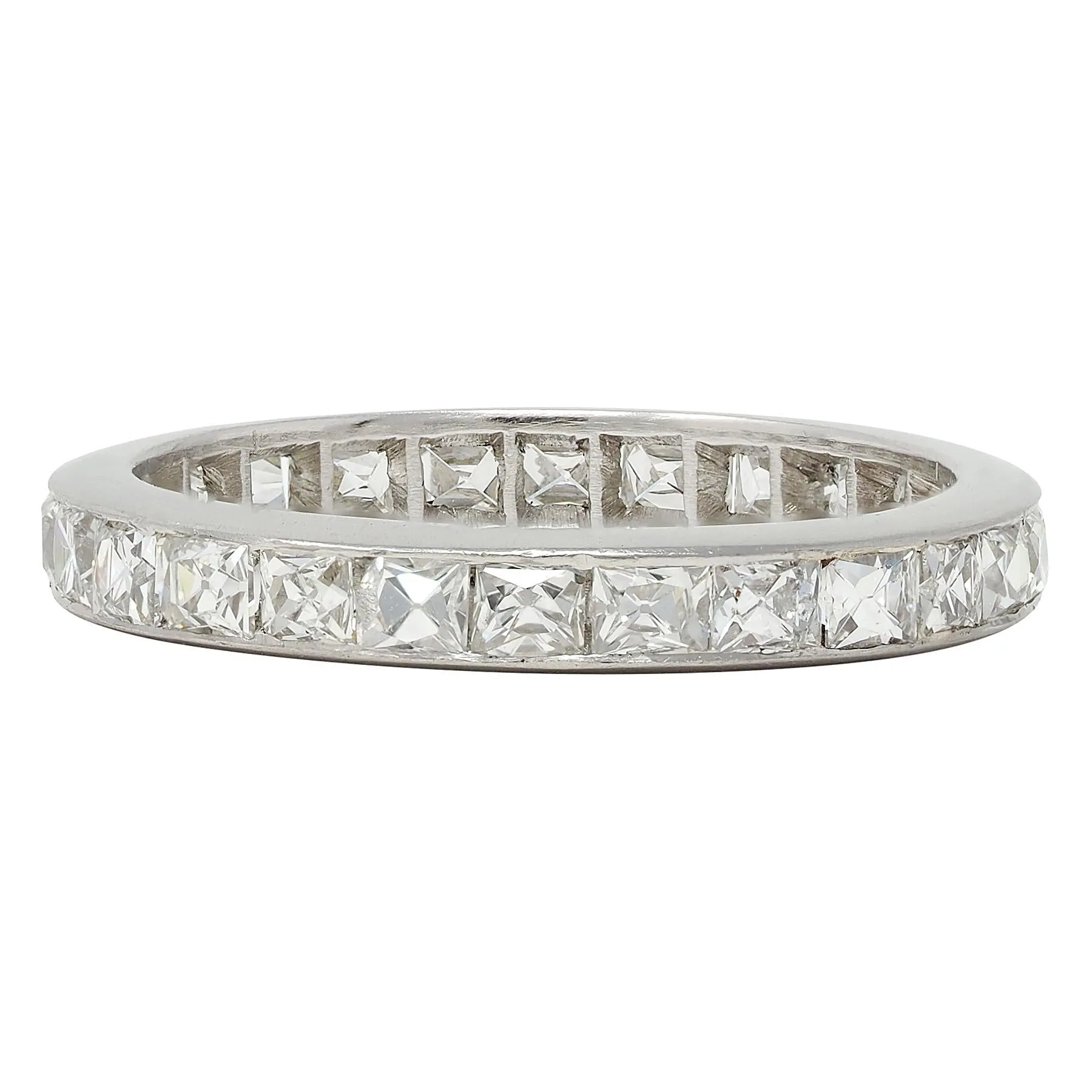 Mid-Century 1.50 CTW French Cut Diamond Platinum Vintage Eternity Wedding Band Ring