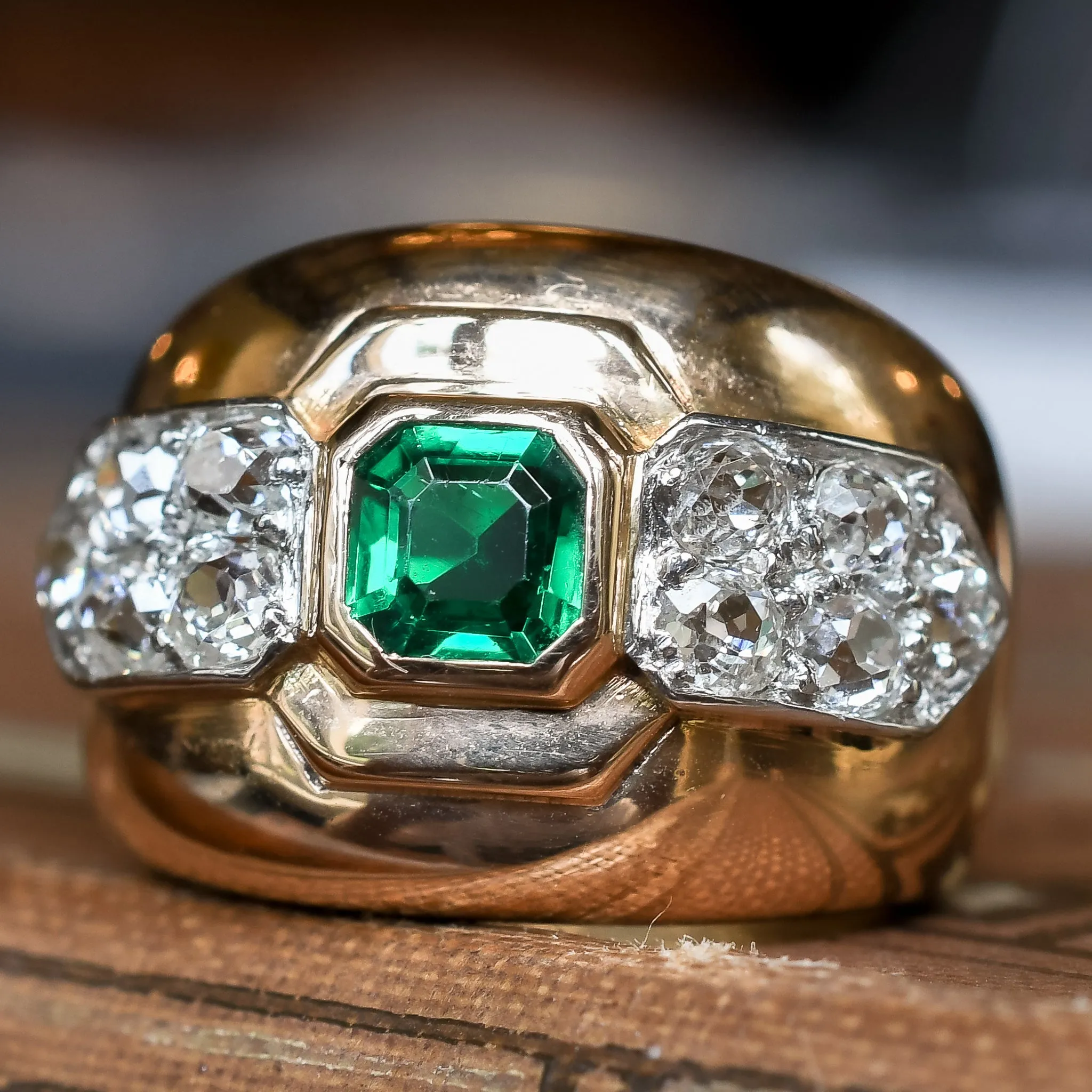 Mid-Century Emerald & Diamond Cigar Band