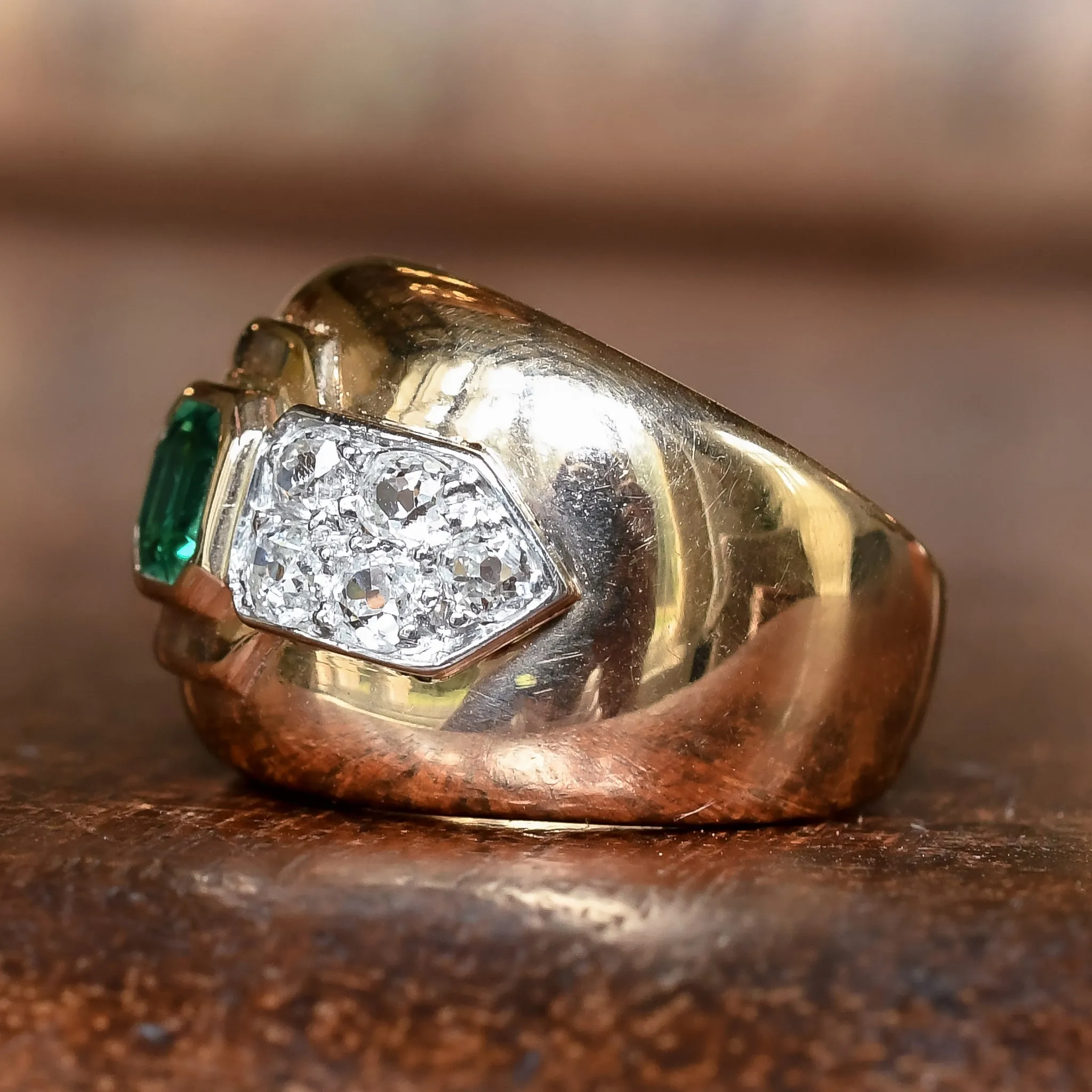 Mid-Century Emerald & Diamond Cigar Band