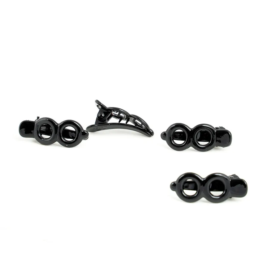 Mini Black Plastic Beak Clips - Pack of 4