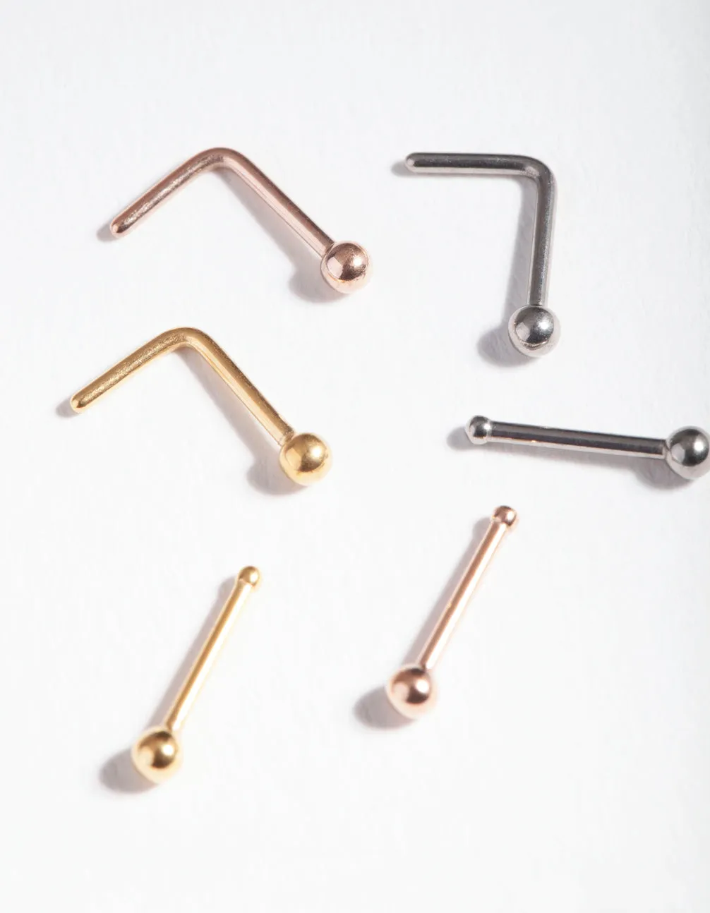 Mixed Metal Surgical Steel Nose Bar 6-Pack
