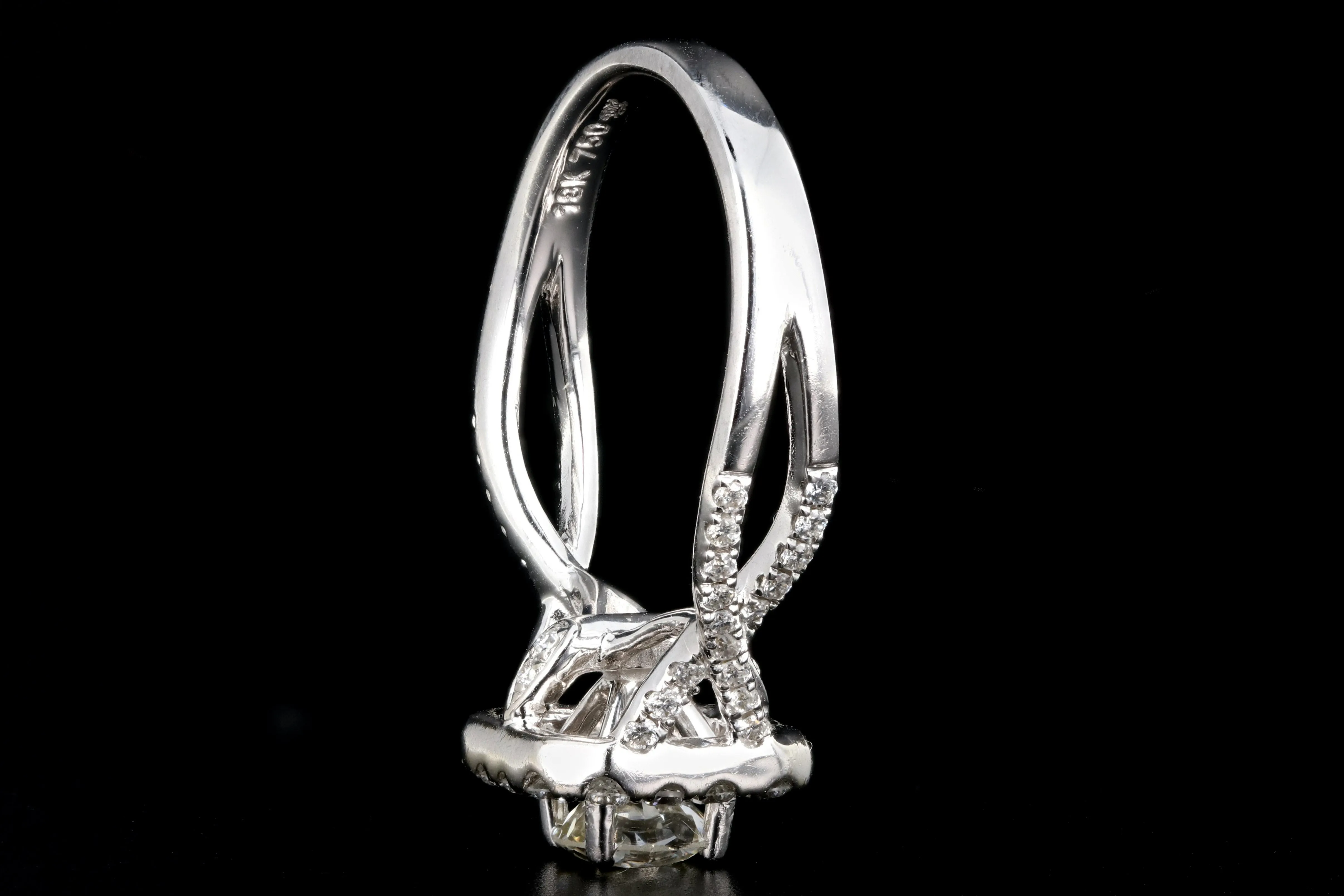 Modern 18K White Gold .56CT Old European Cut Diamond Engagement Ring