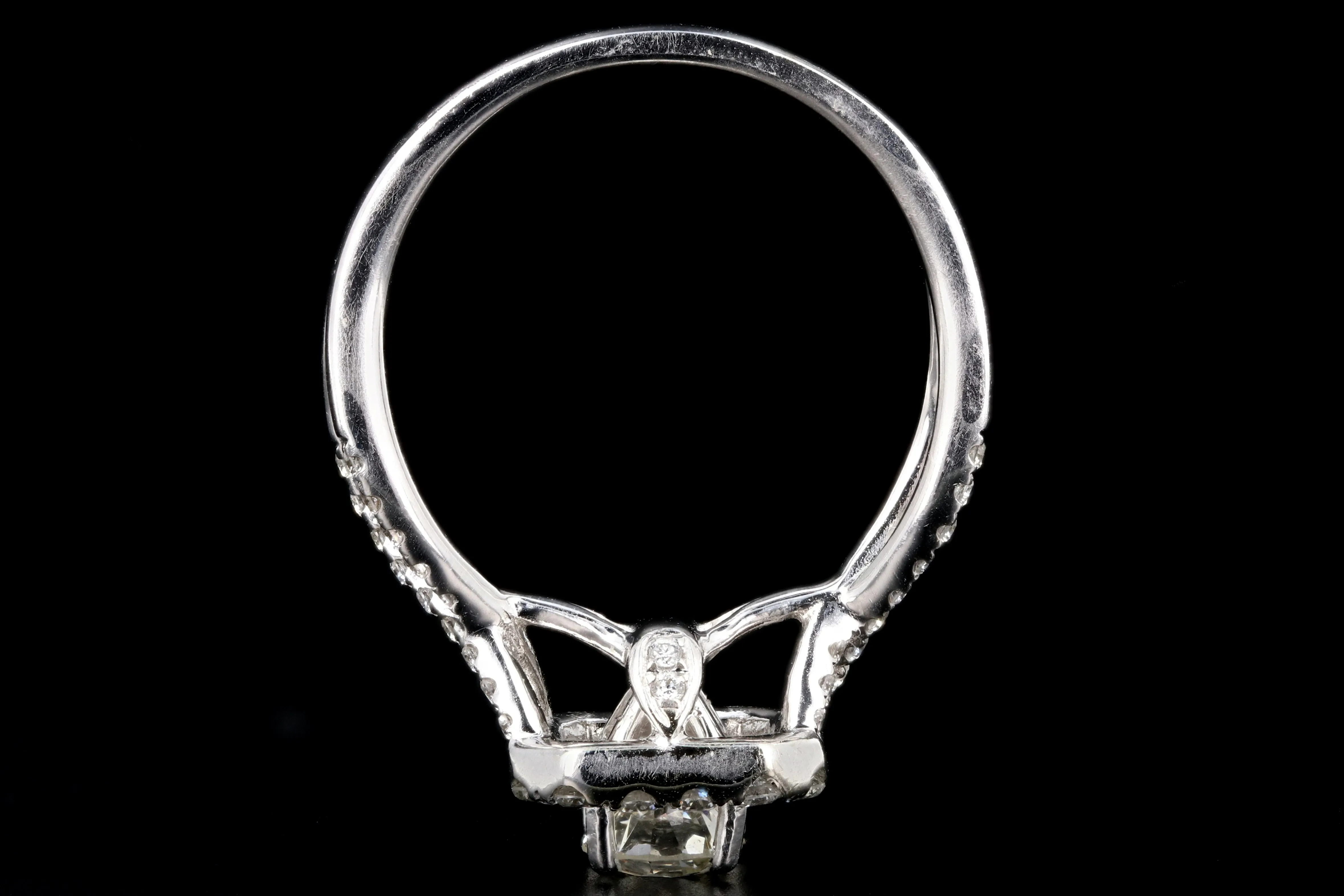 Modern 18K White Gold .56CT Old European Cut Diamond Engagement Ring