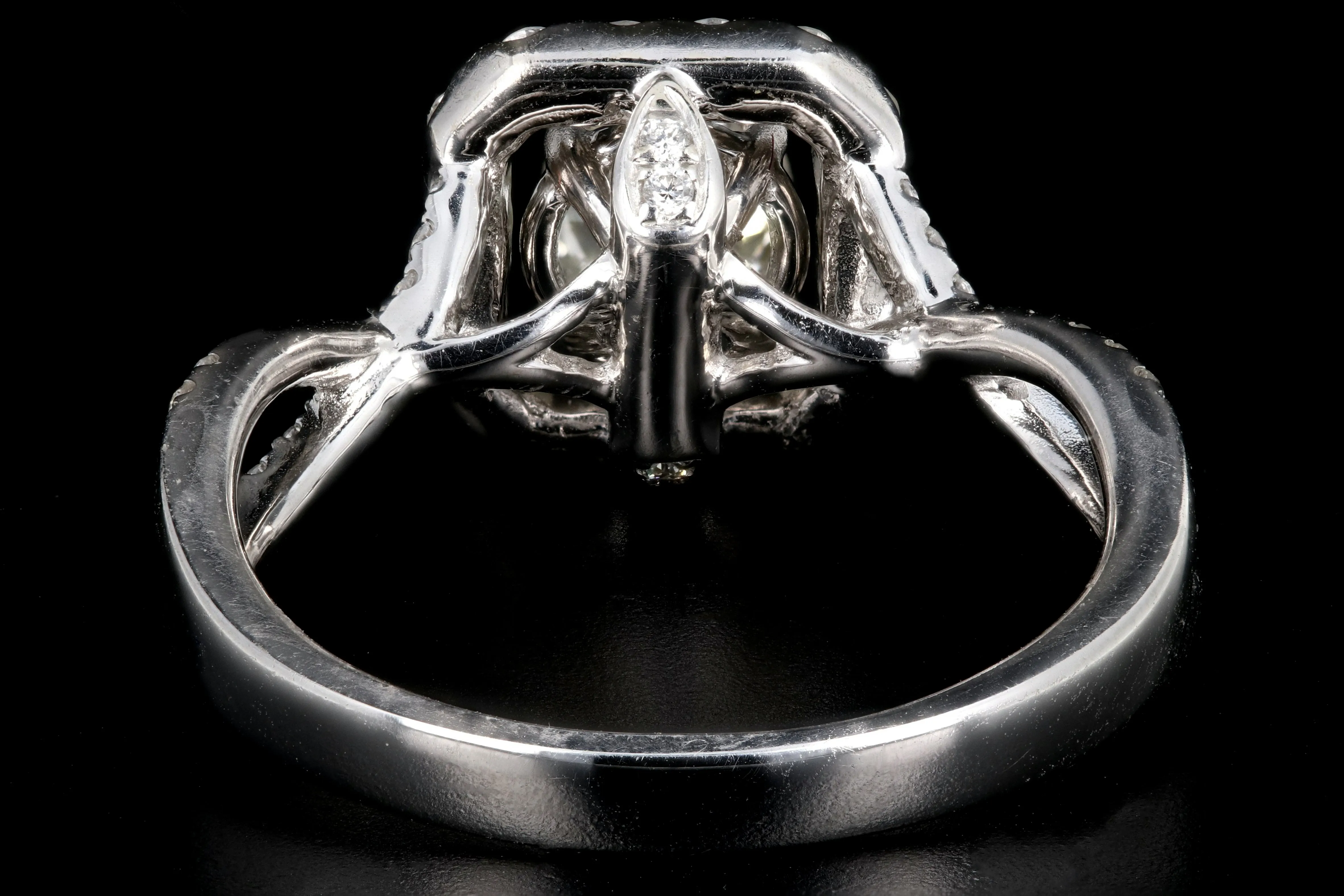 Modern 18K White Gold .56CT Old European Cut Diamond Engagement Ring