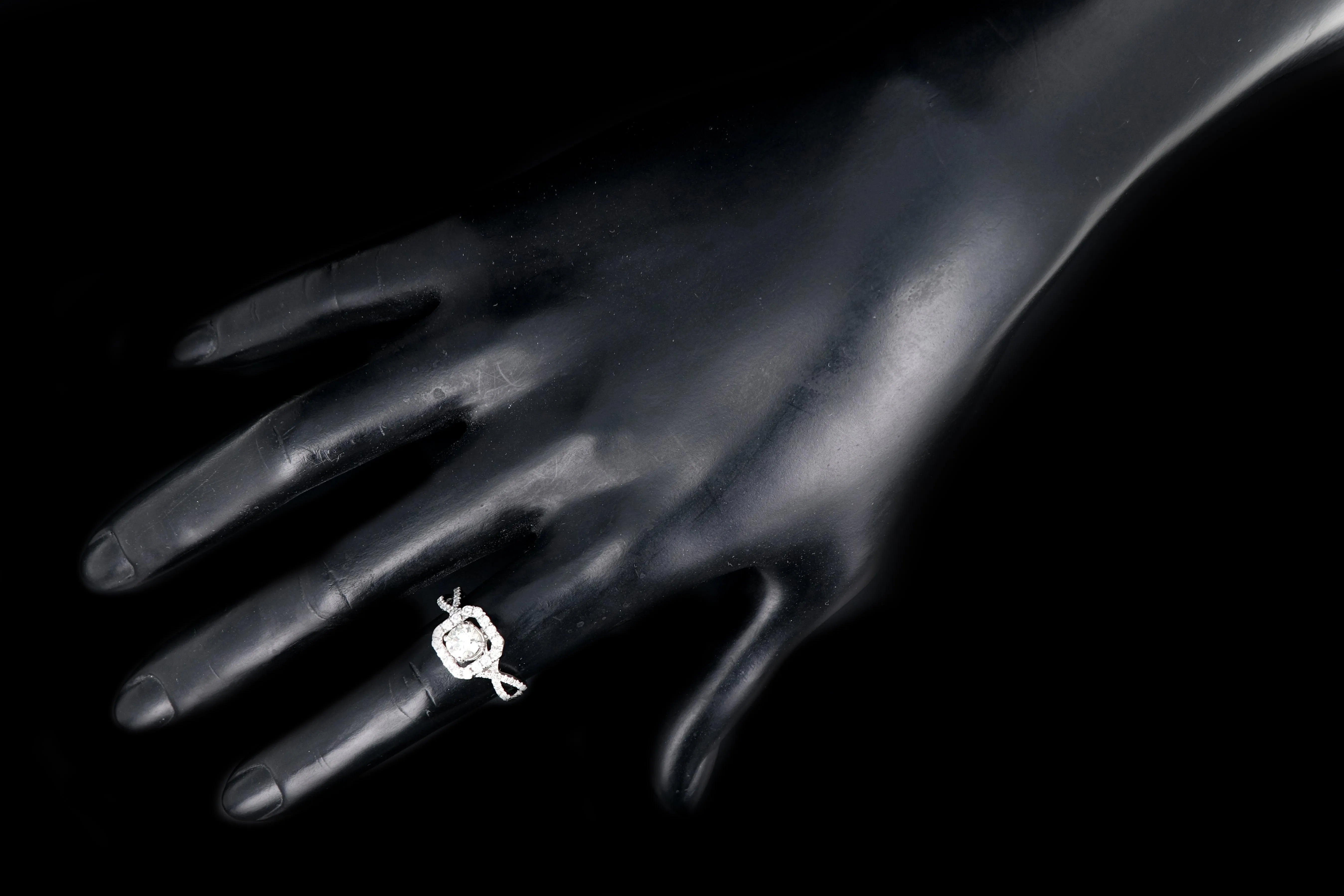Modern 18K White Gold .56CT Old European Cut Diamond Engagement Ring