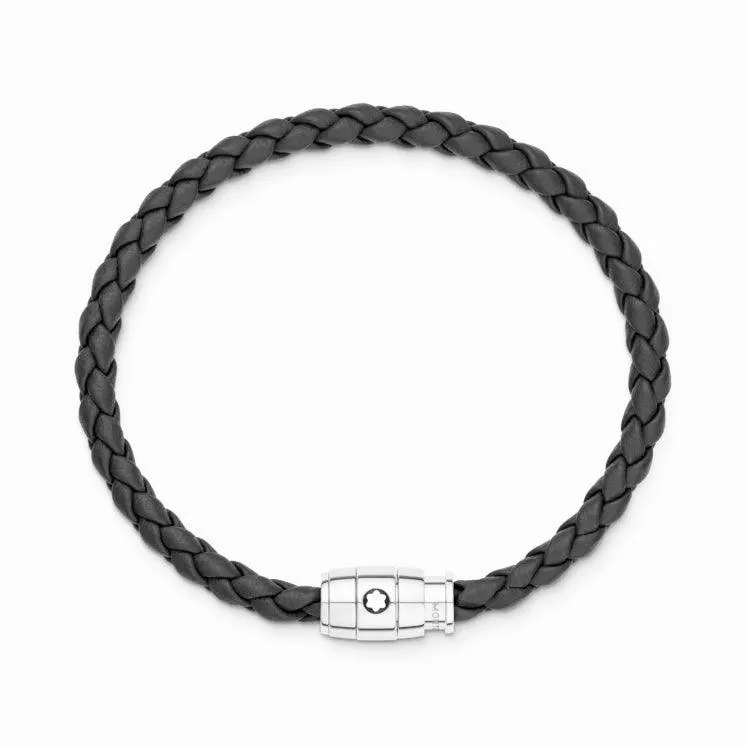 Montblanc Black Black Leather Bracelet 3 rings closure measures M 13089663