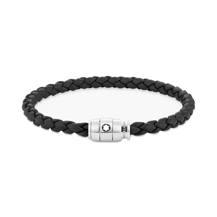 Montblanc Black Black Leather Bracelet 3 rings closure measures M 13089663