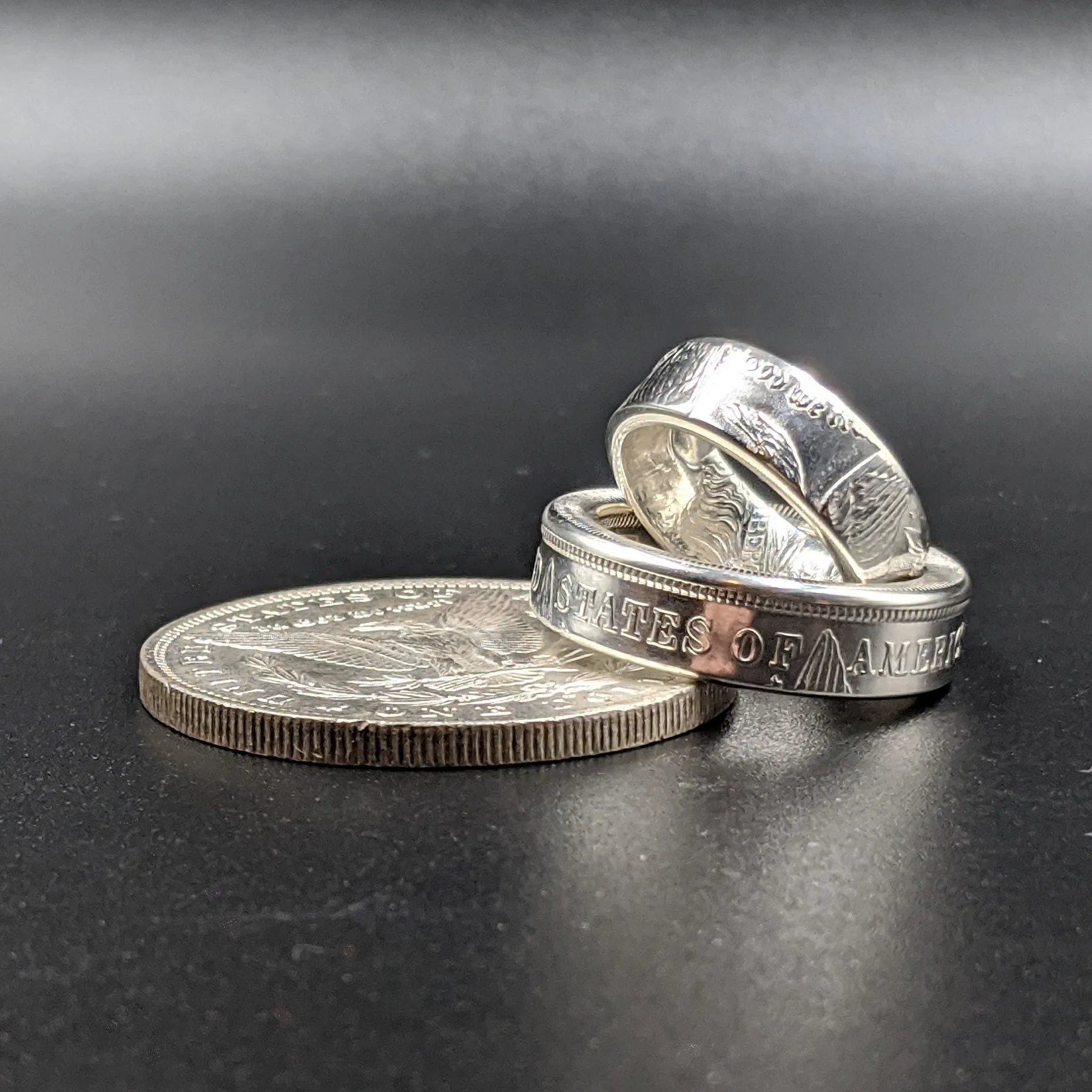 Morgan Silver Dollar Wedding Band Set