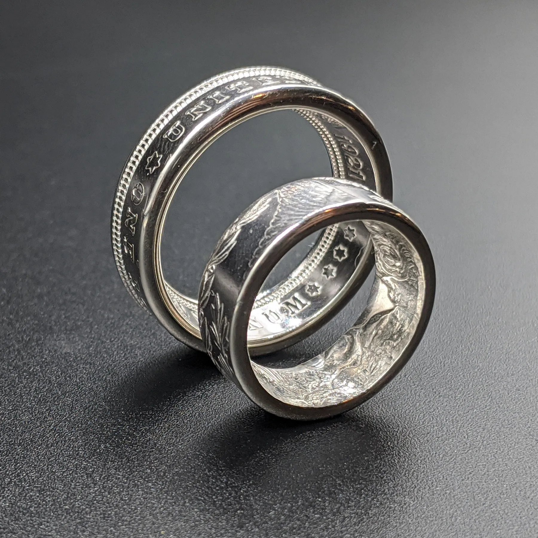 Morgan Silver Dollar Wedding Band Set