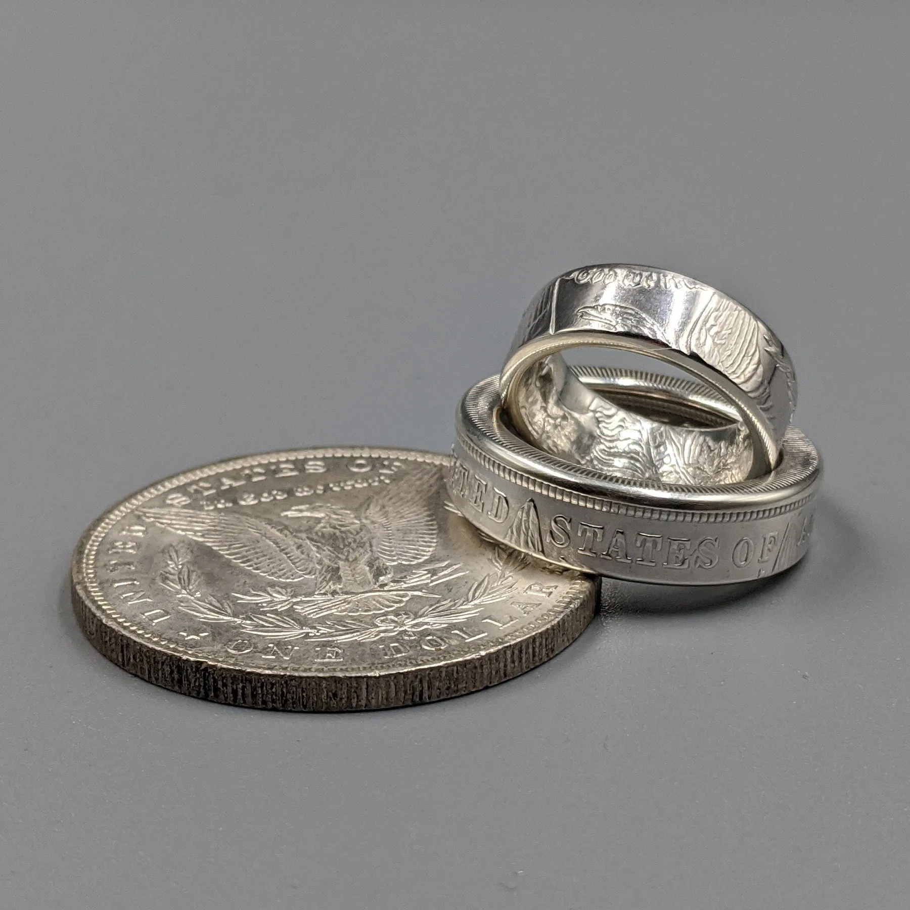 Morgan Silver Dollar Wedding Band Set