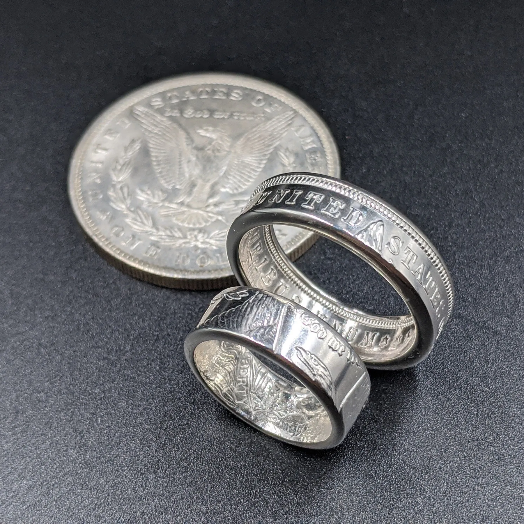 Morgan Silver Dollar Wedding Band Set