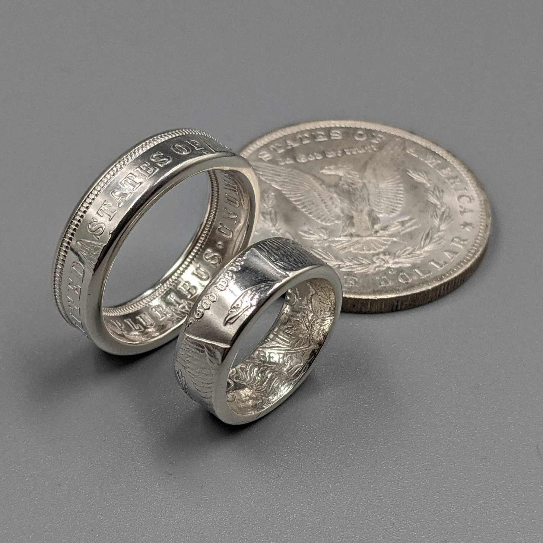 Morgan Silver Dollar Wedding Band Set