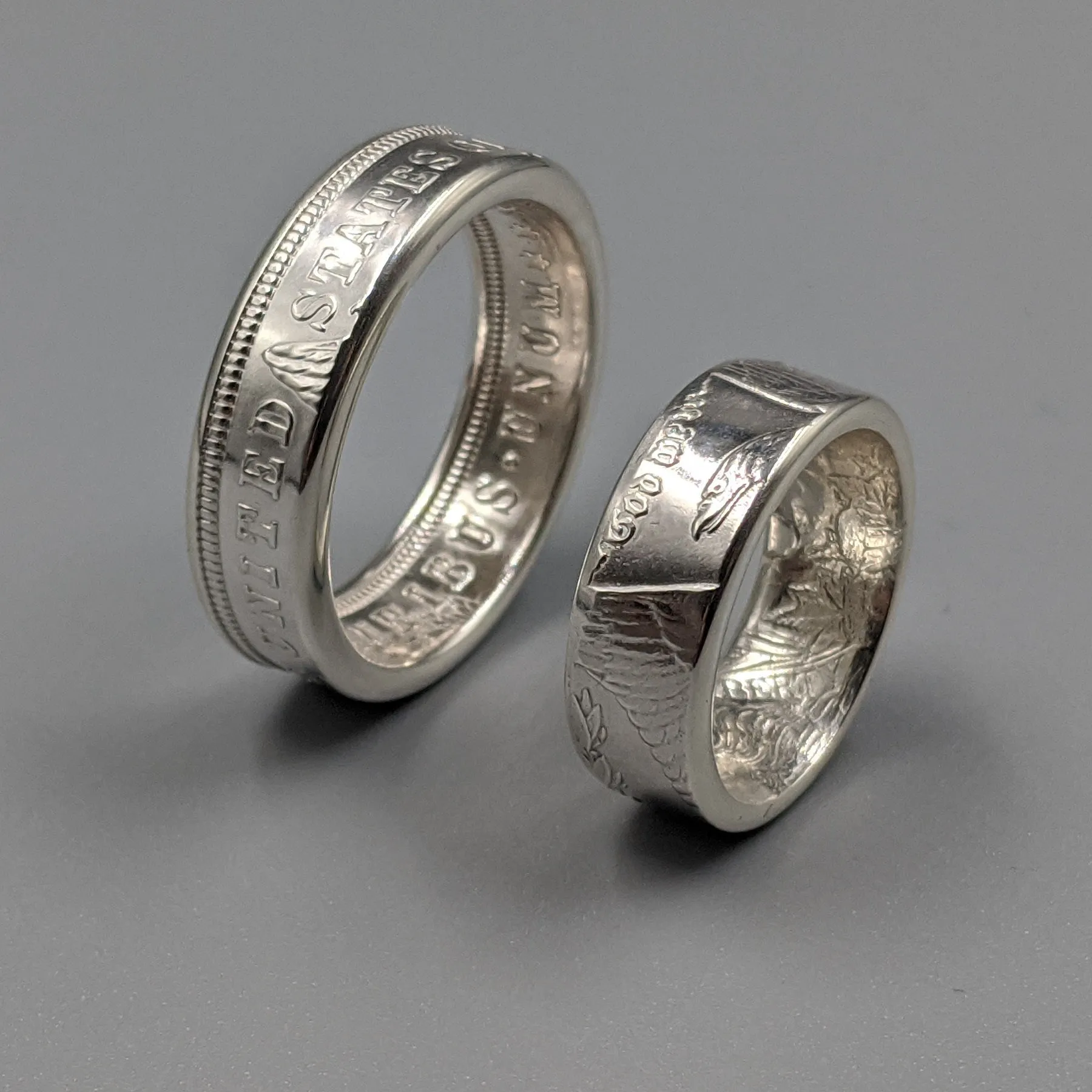 Morgan Silver Dollar Wedding Band Set