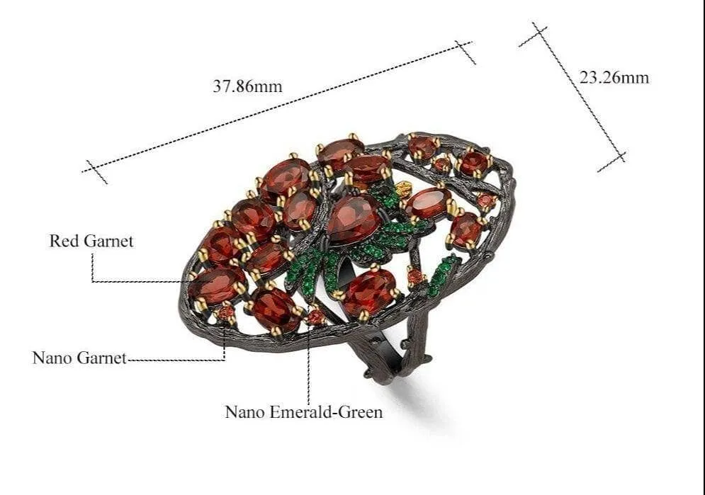 Natural Red Garnet Flower Buds Bird Rings