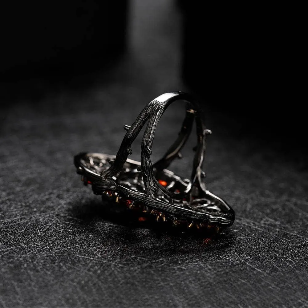 Natural Red Garnet Flower Buds Bird Rings