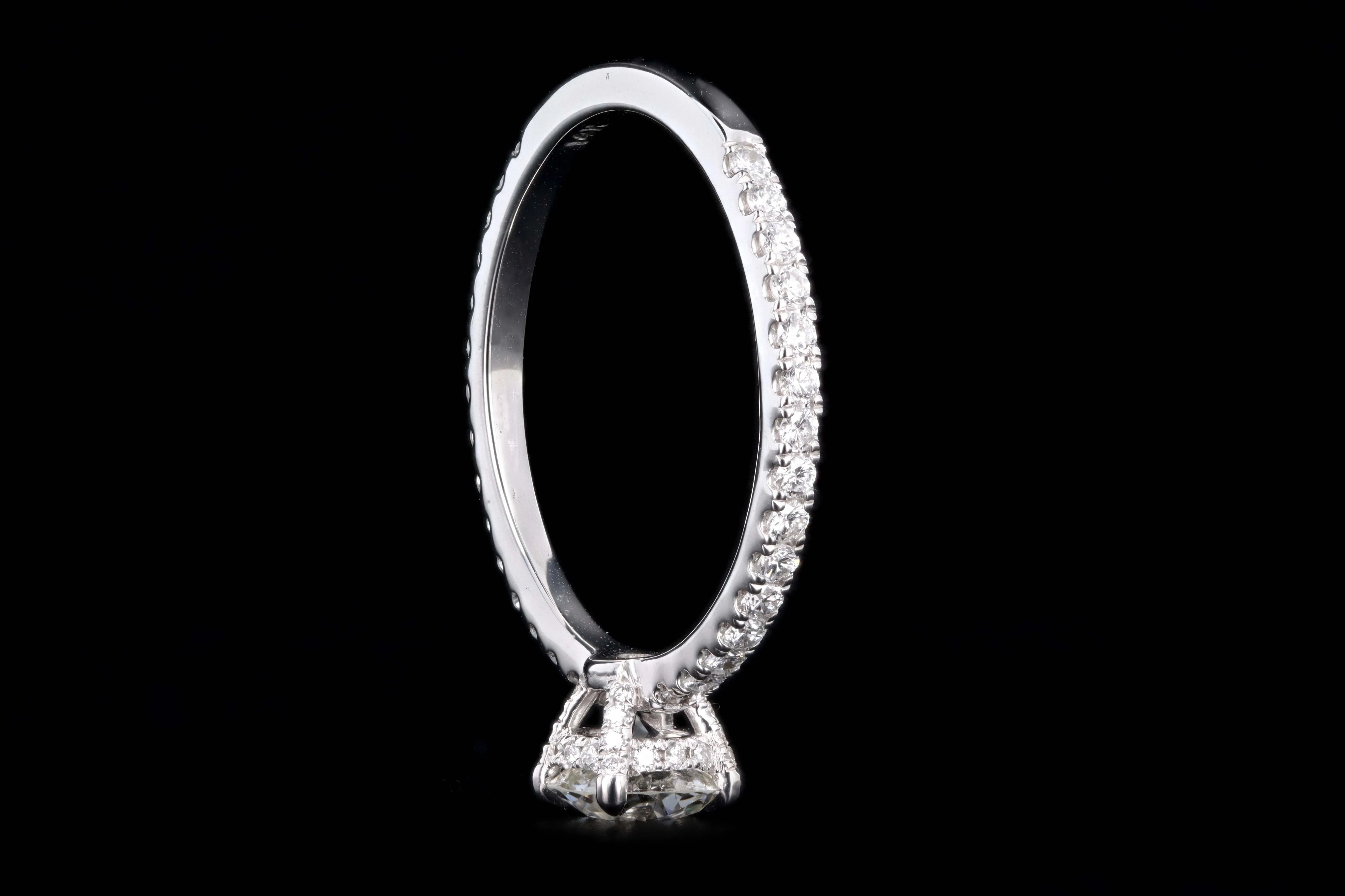 New 14K White Gold .62 Carat Old European Cut Diamond French Halo Engagement Ring