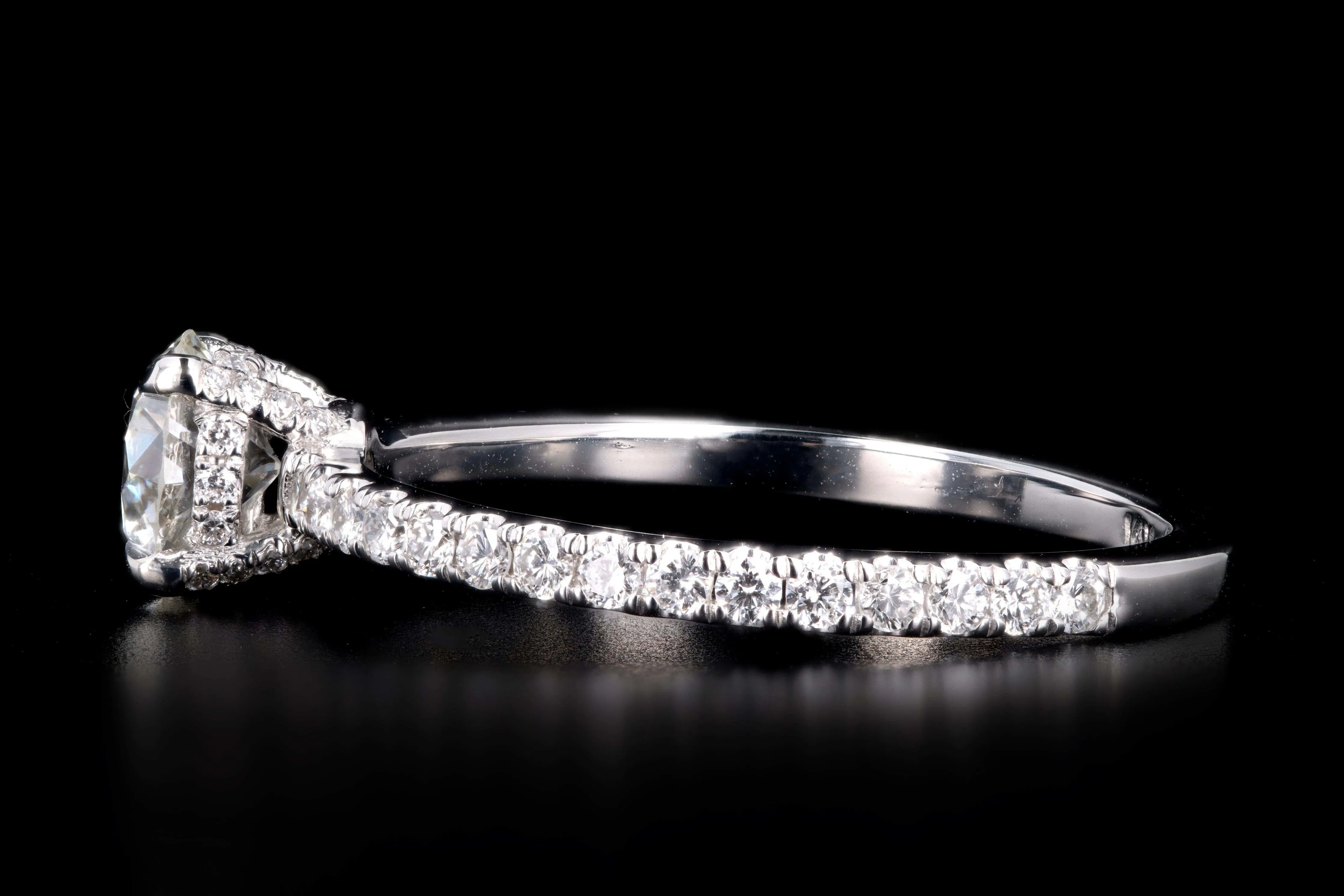 New 14K White Gold .62 Carat Old European Cut Diamond French Halo Engagement Ring