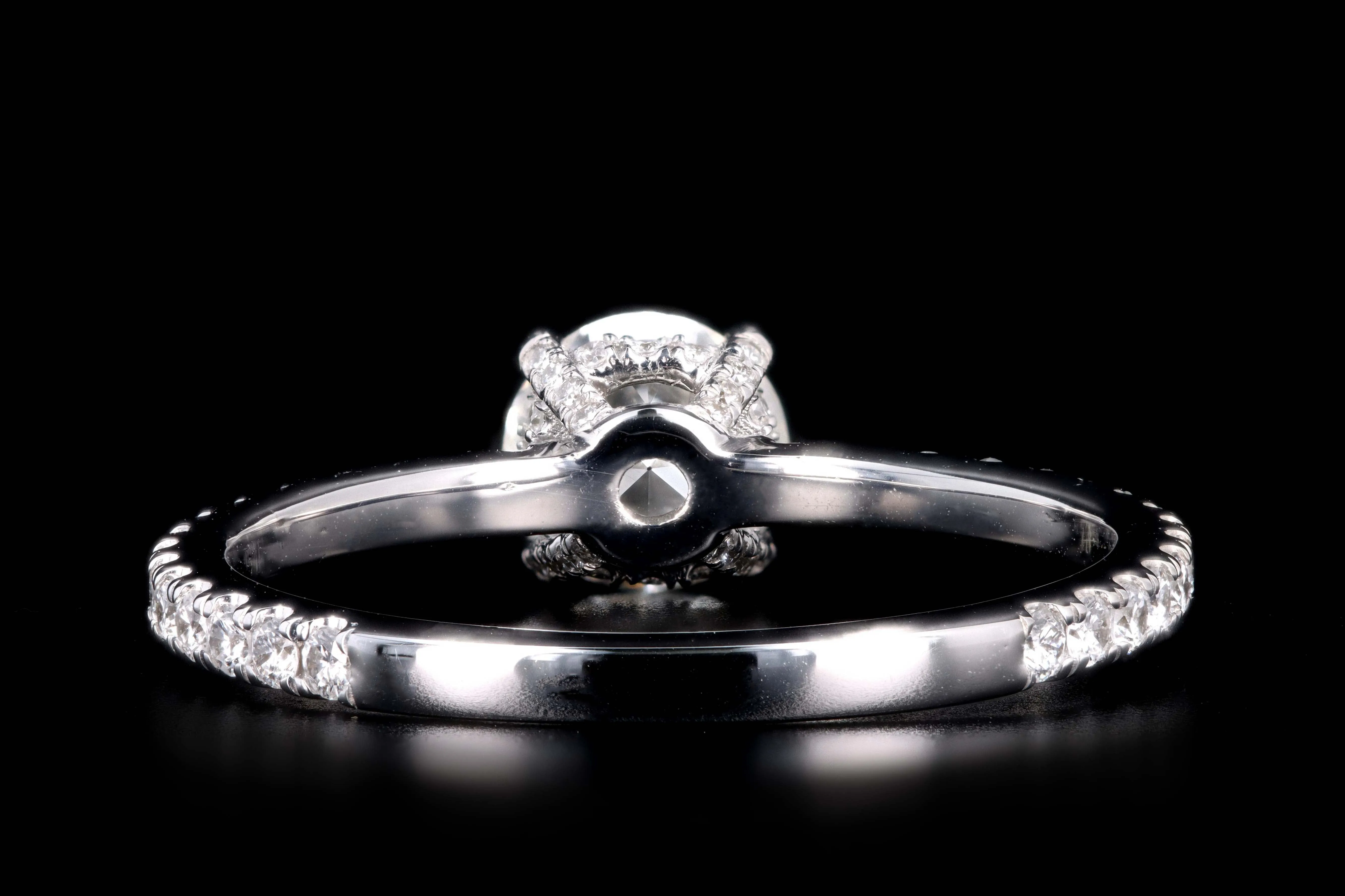 New 14K White Gold .62 Carat Old European Cut Diamond French Halo Engagement Ring