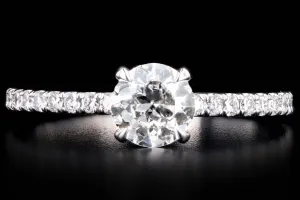 New 14K White Gold .62 Carat Old European Cut Diamond French Halo Engagement Ring