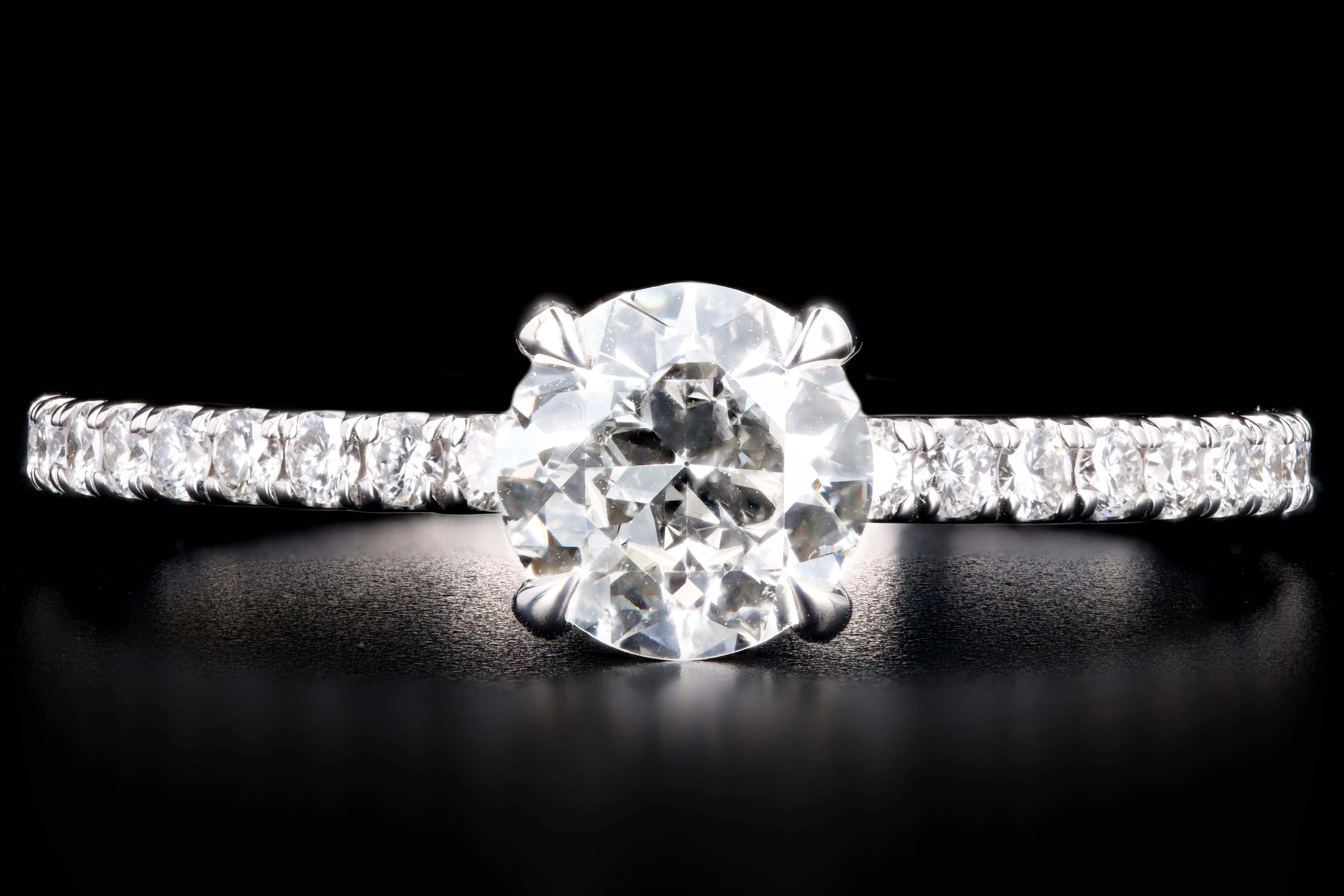 New 14K White Gold .62 Carat Old European Cut Diamond French Halo Engagement Ring