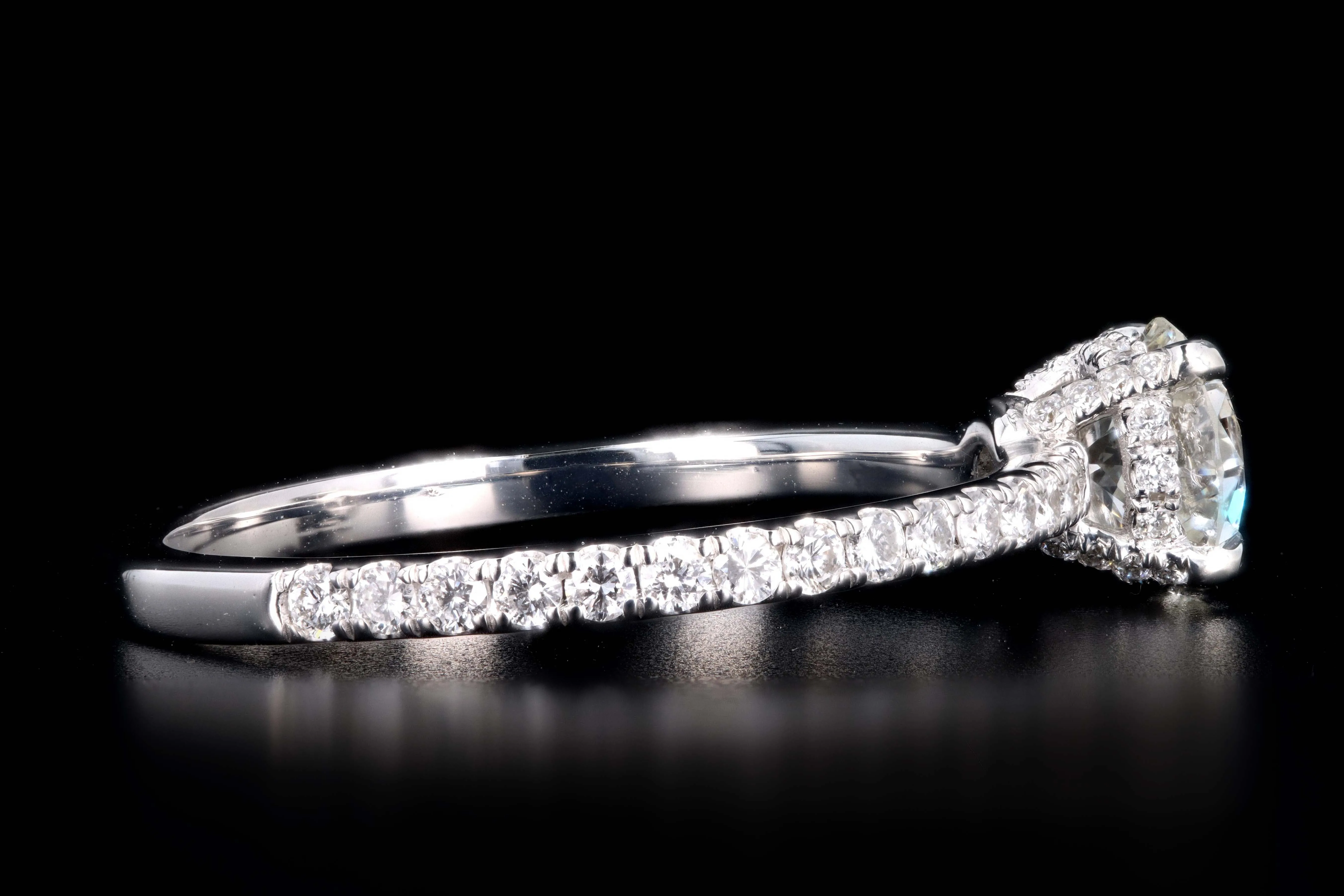 New 14K White Gold .62 Carat Old European Cut Diamond French Halo Engagement Ring