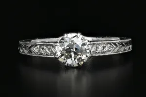 New 14K White Gold Old European Cut .69 Carat Diamond Engagement Ring