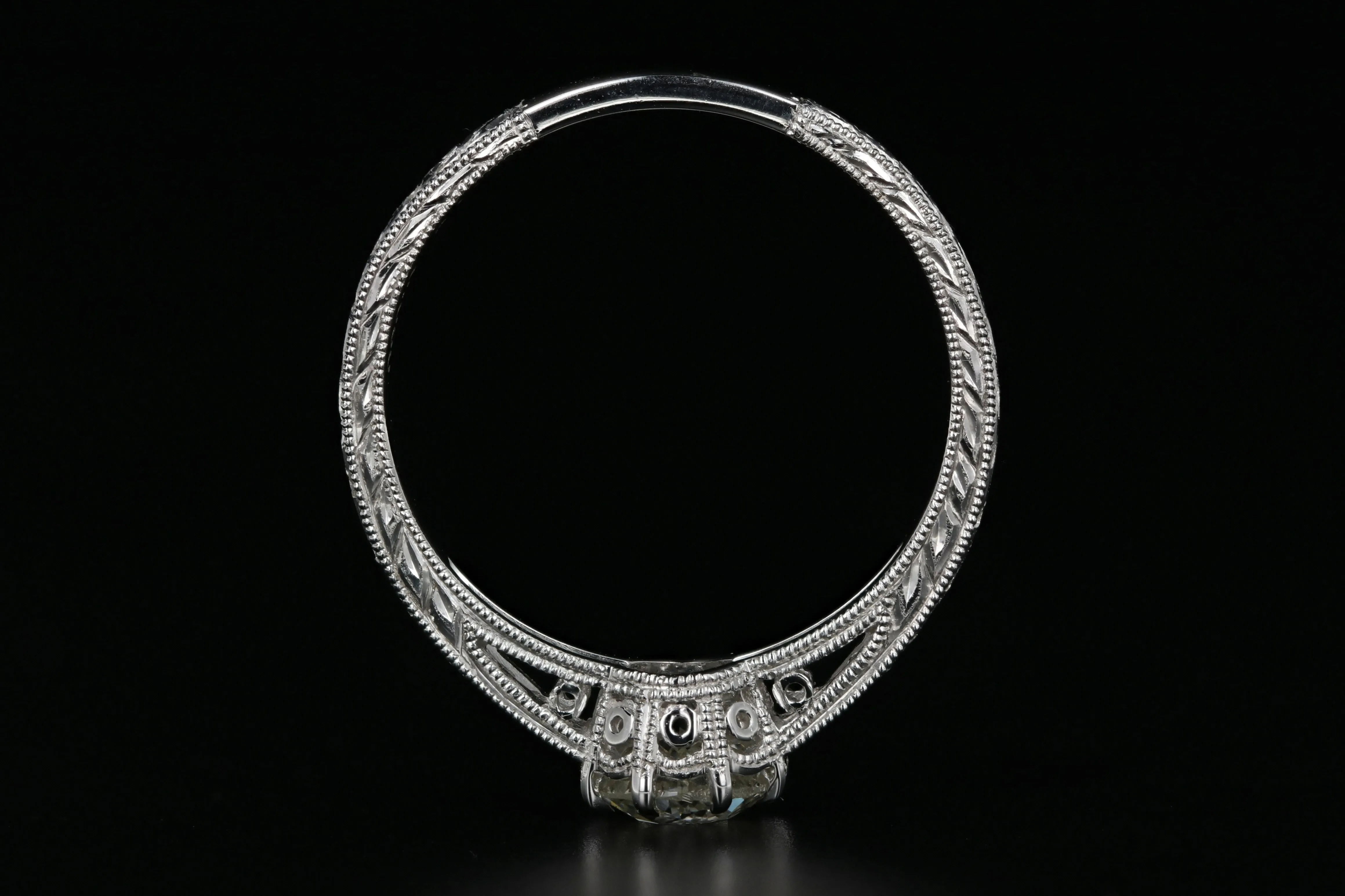 New 14K White Gold Old European Cut .69 Carat Diamond Engagement Ring