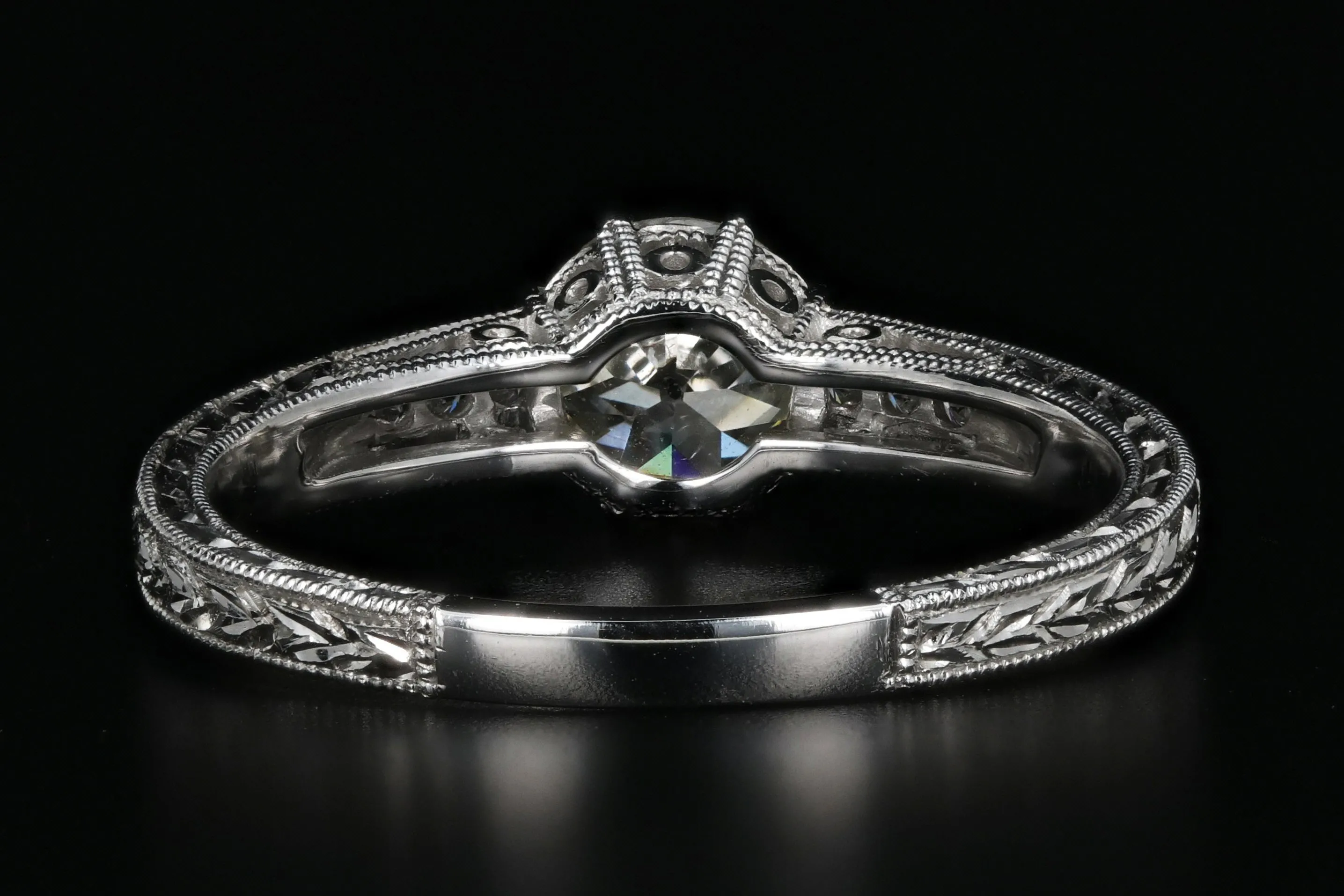 New 14K White Gold Old European Cut .69 Carat Diamond Engagement Ring