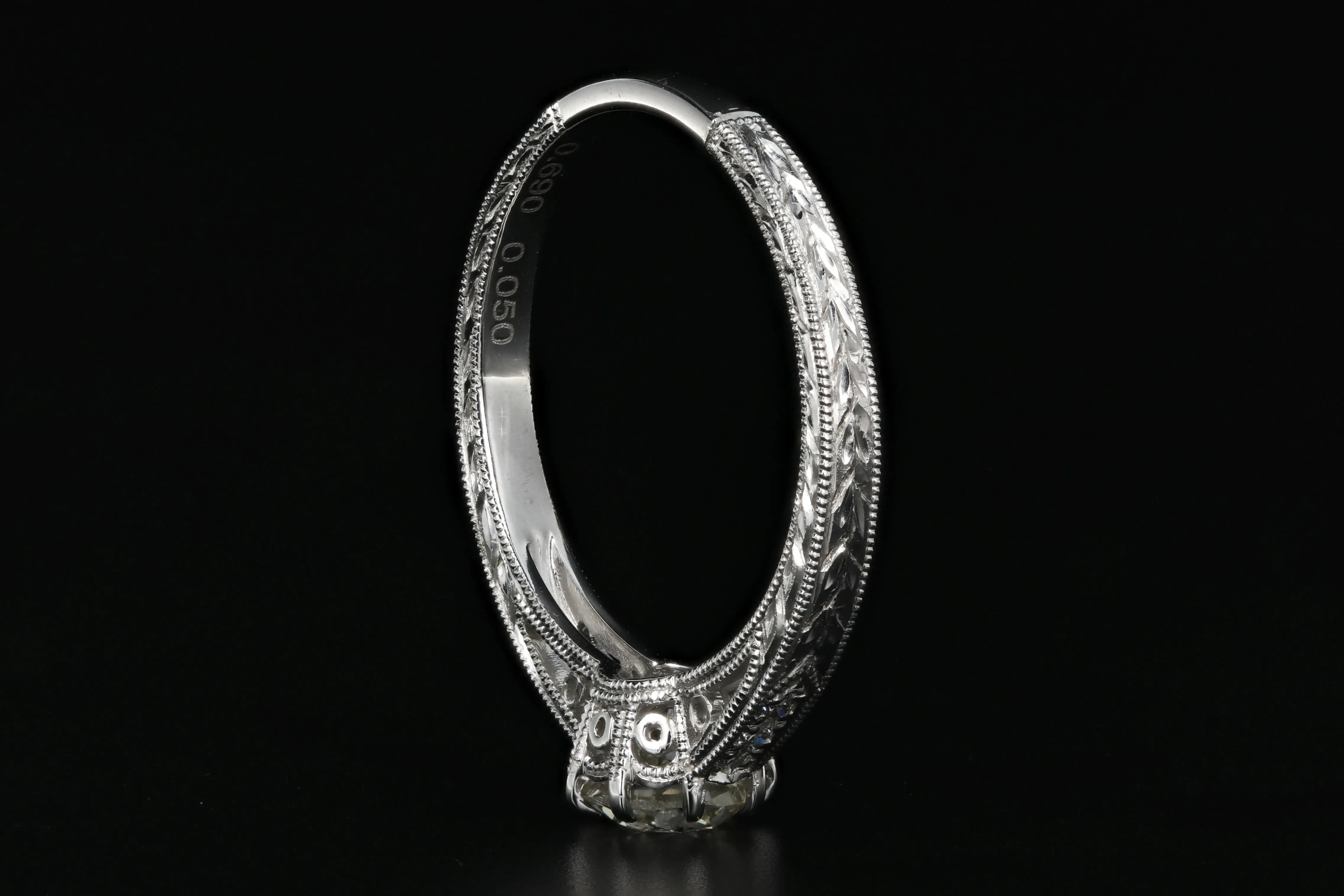 New 14K White Gold Old European Cut .69 Carat Diamond Engagement Ring