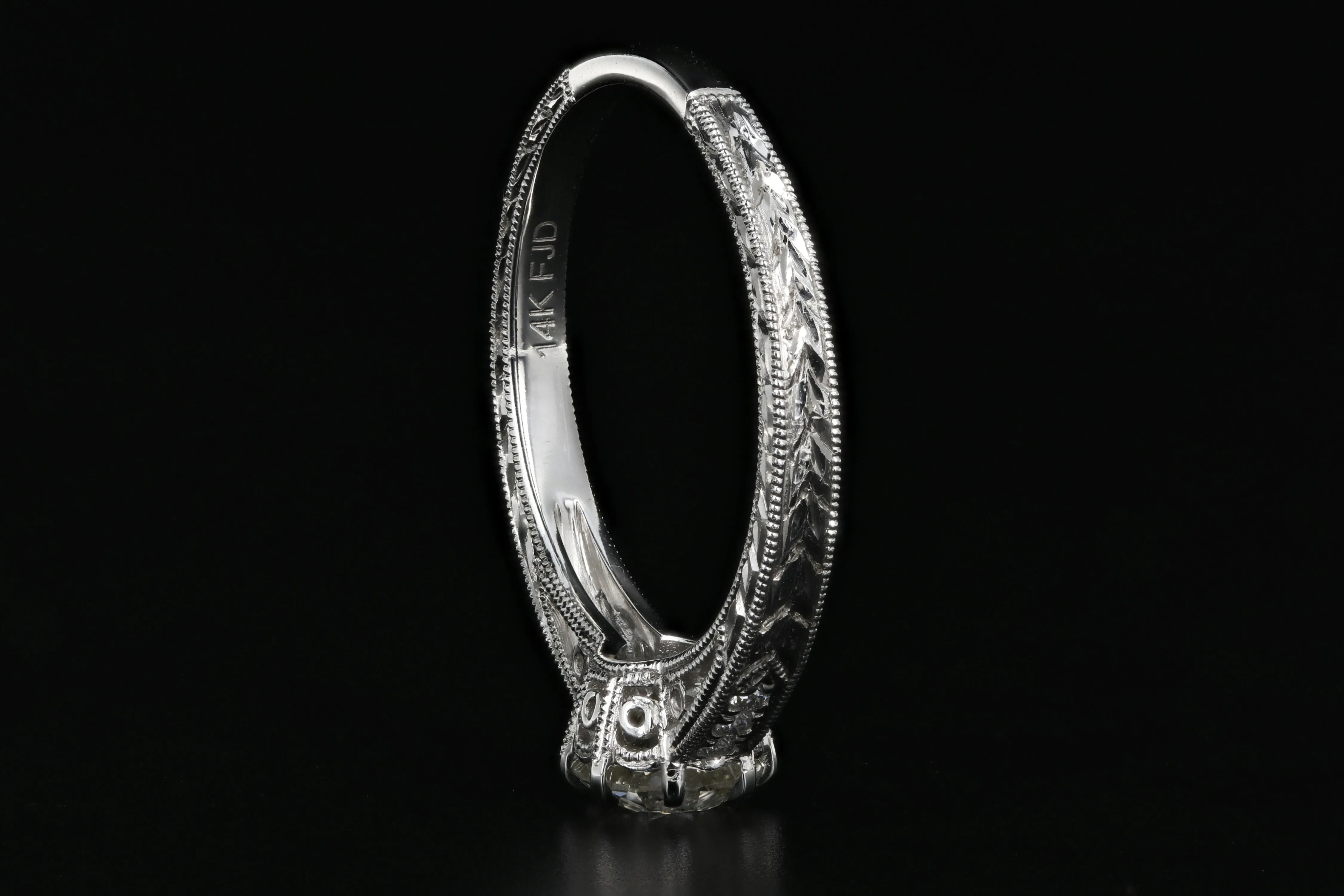 New 14K White Gold Old European Cut .69 Carat Diamond Engagement Ring