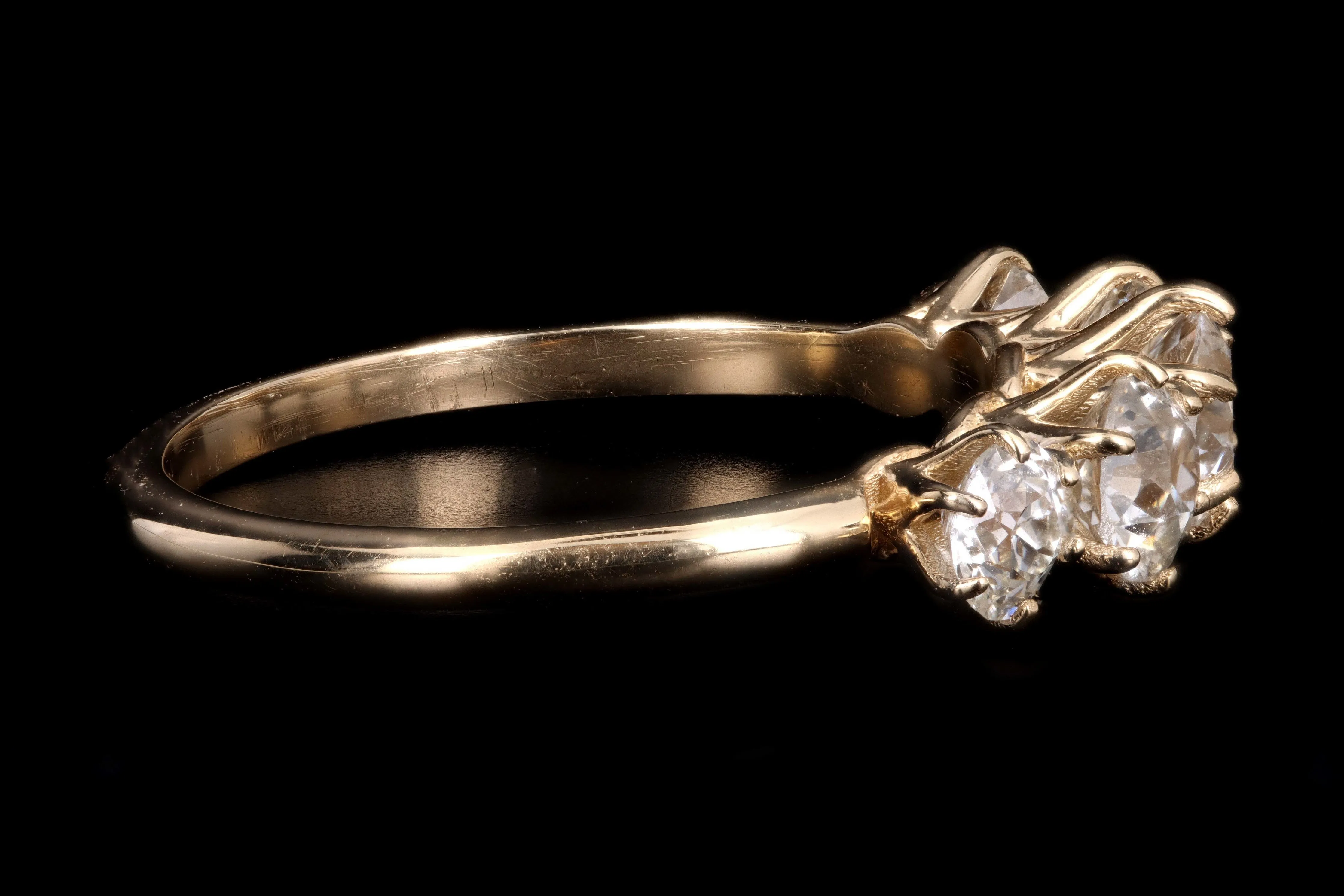 New 14K Yellow Gold 1.39 Carat Old European Cut Diamond 5 Stone Band