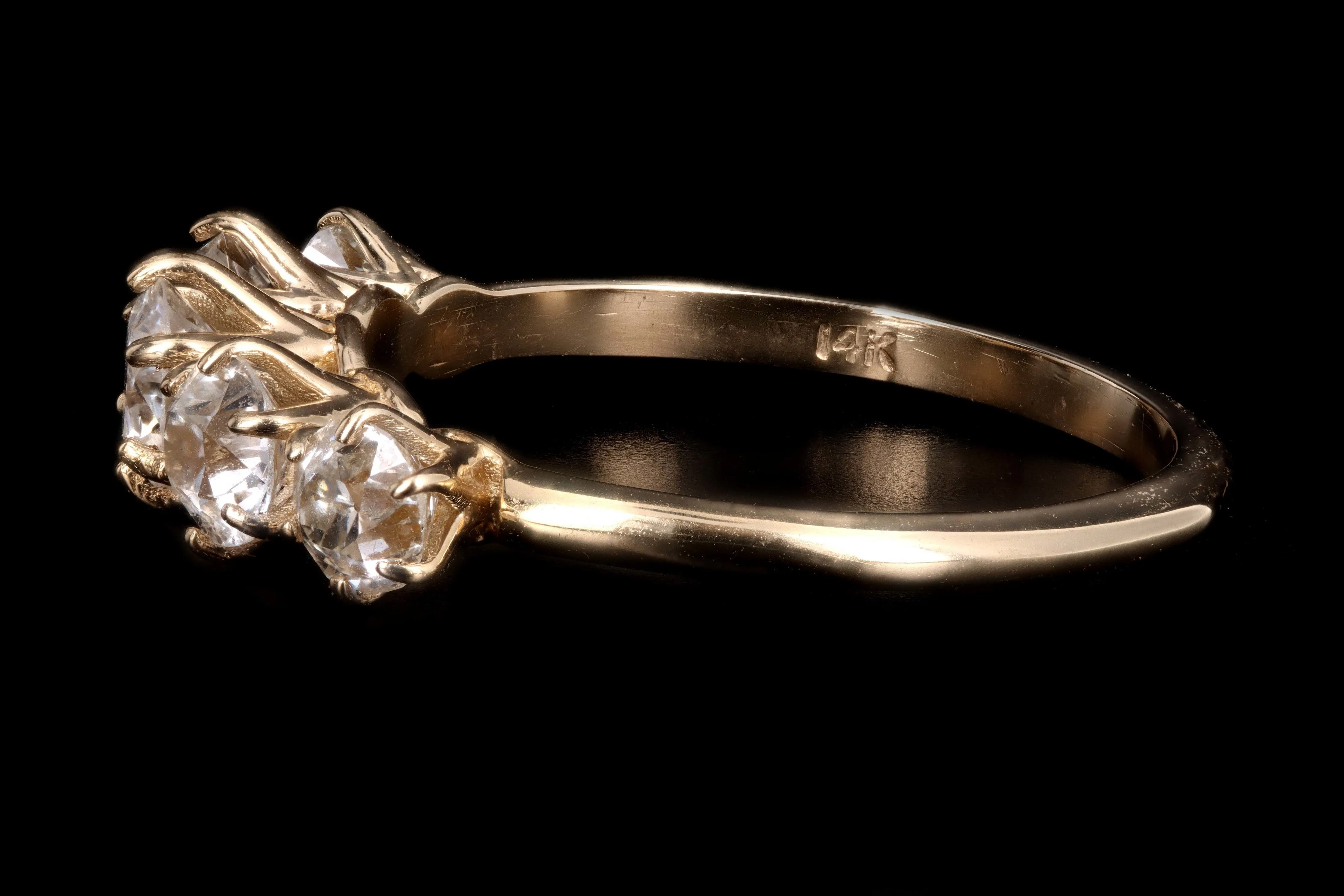 New 14K Yellow Gold 1.39 Carat Old European Cut Diamond 5 Stone Band