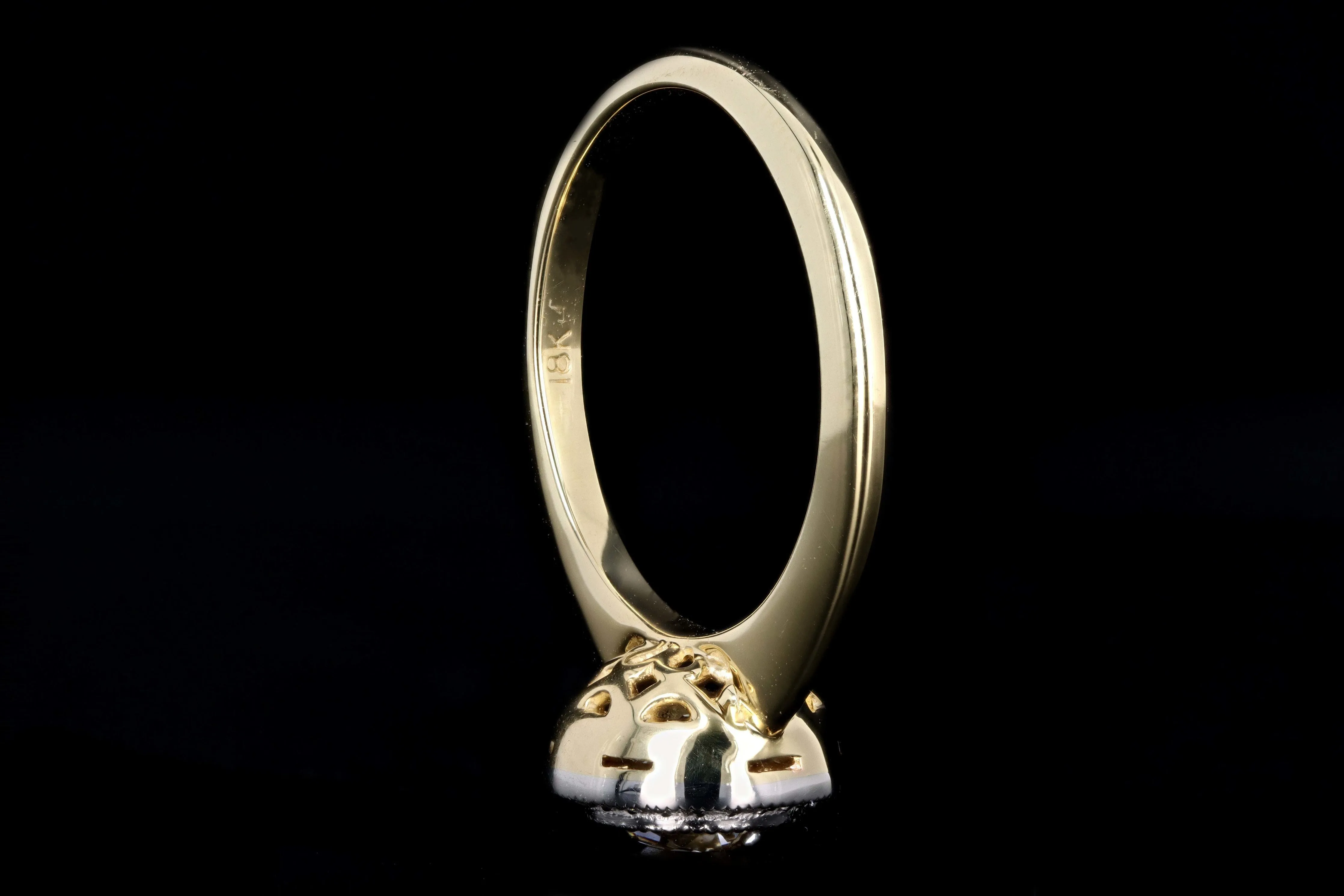 New 18K Yellow Gold & Platinum .99 Carat Old European Cut Diamond Halo Engagement Ring GIA Certified
