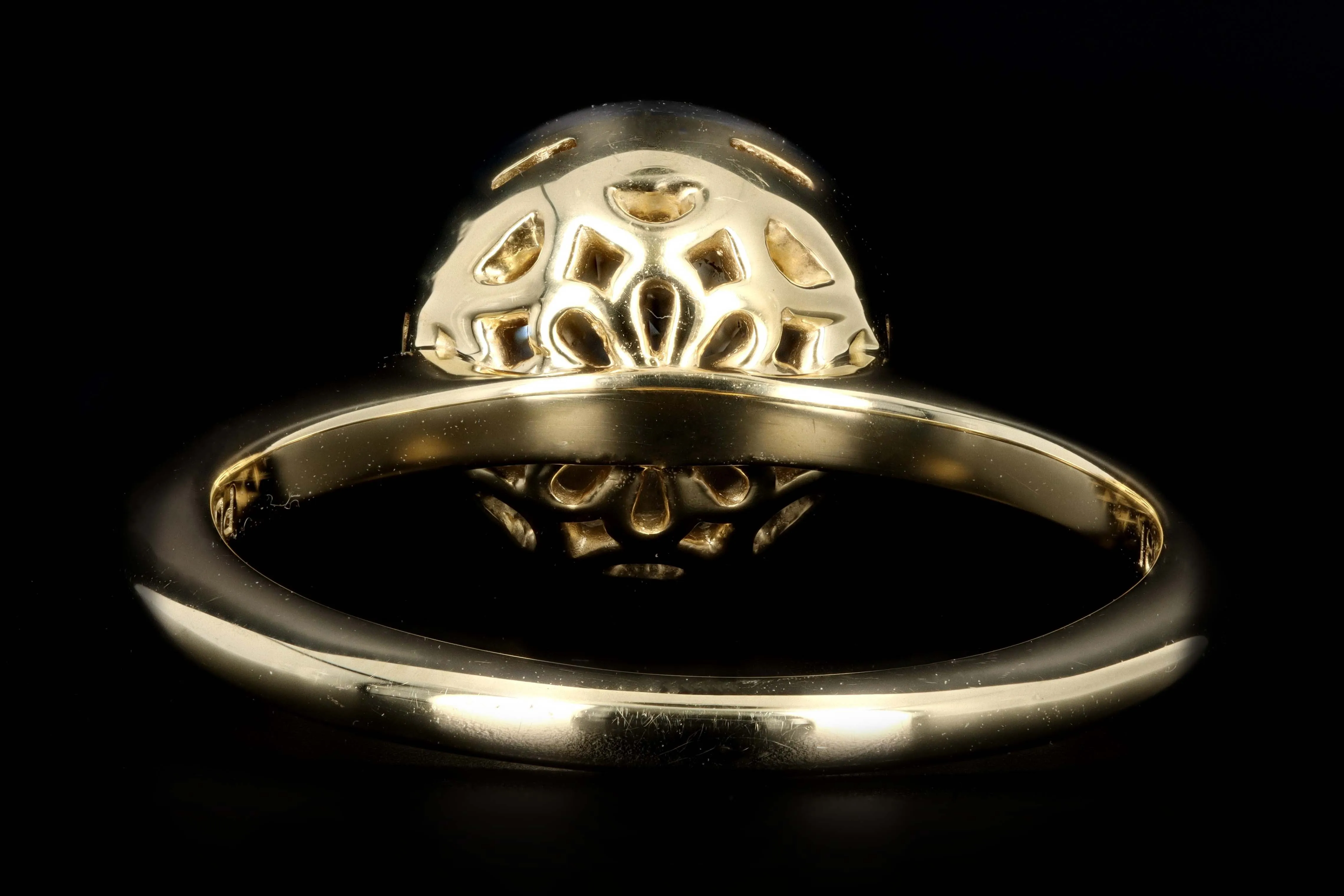 New 18K Yellow Gold & Platinum .99 Carat Old European Cut Diamond Halo Engagement Ring GIA Certified