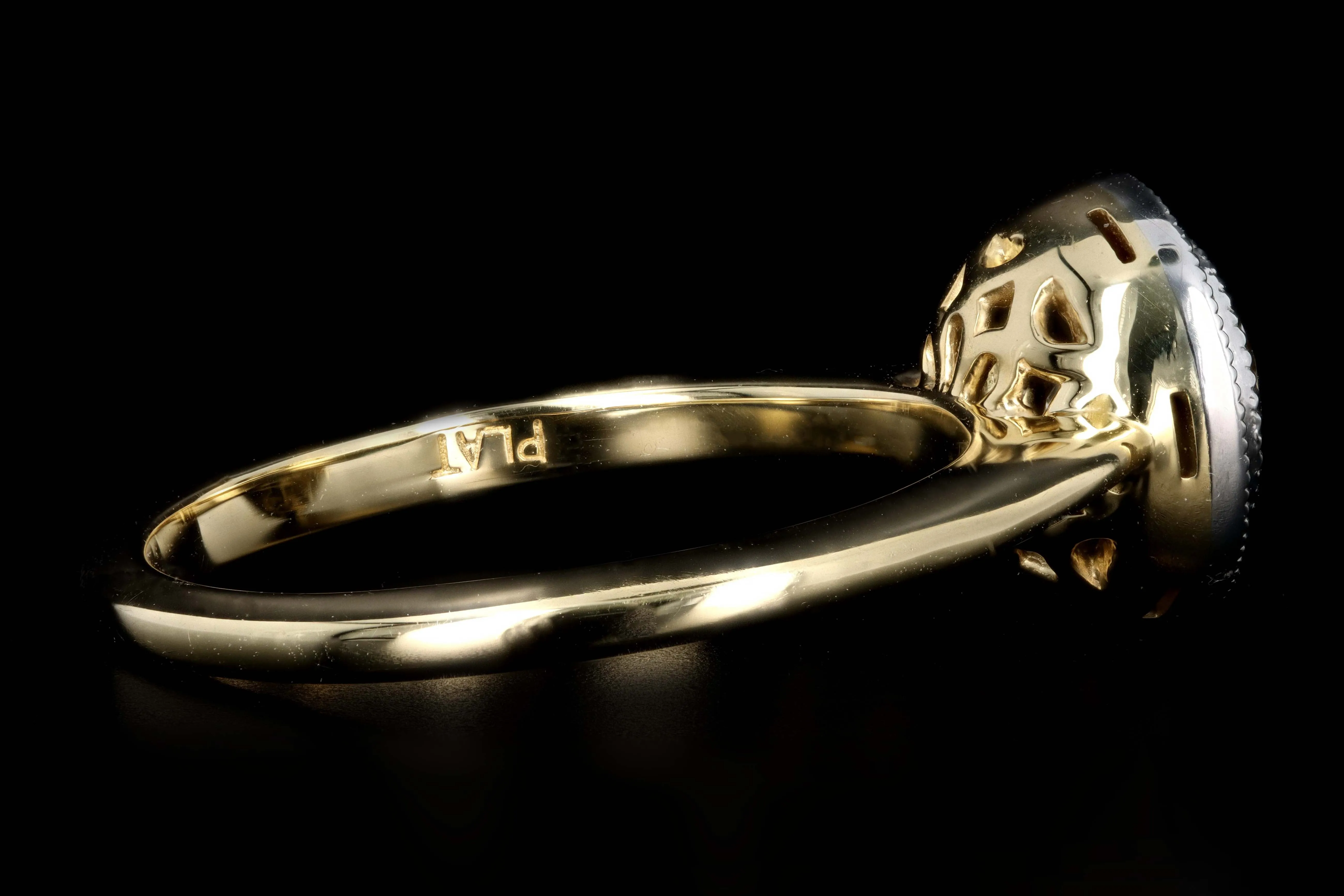 New 18K Yellow Gold & Platinum .99 Carat Old European Cut Diamond Halo Engagement Ring GIA Certified