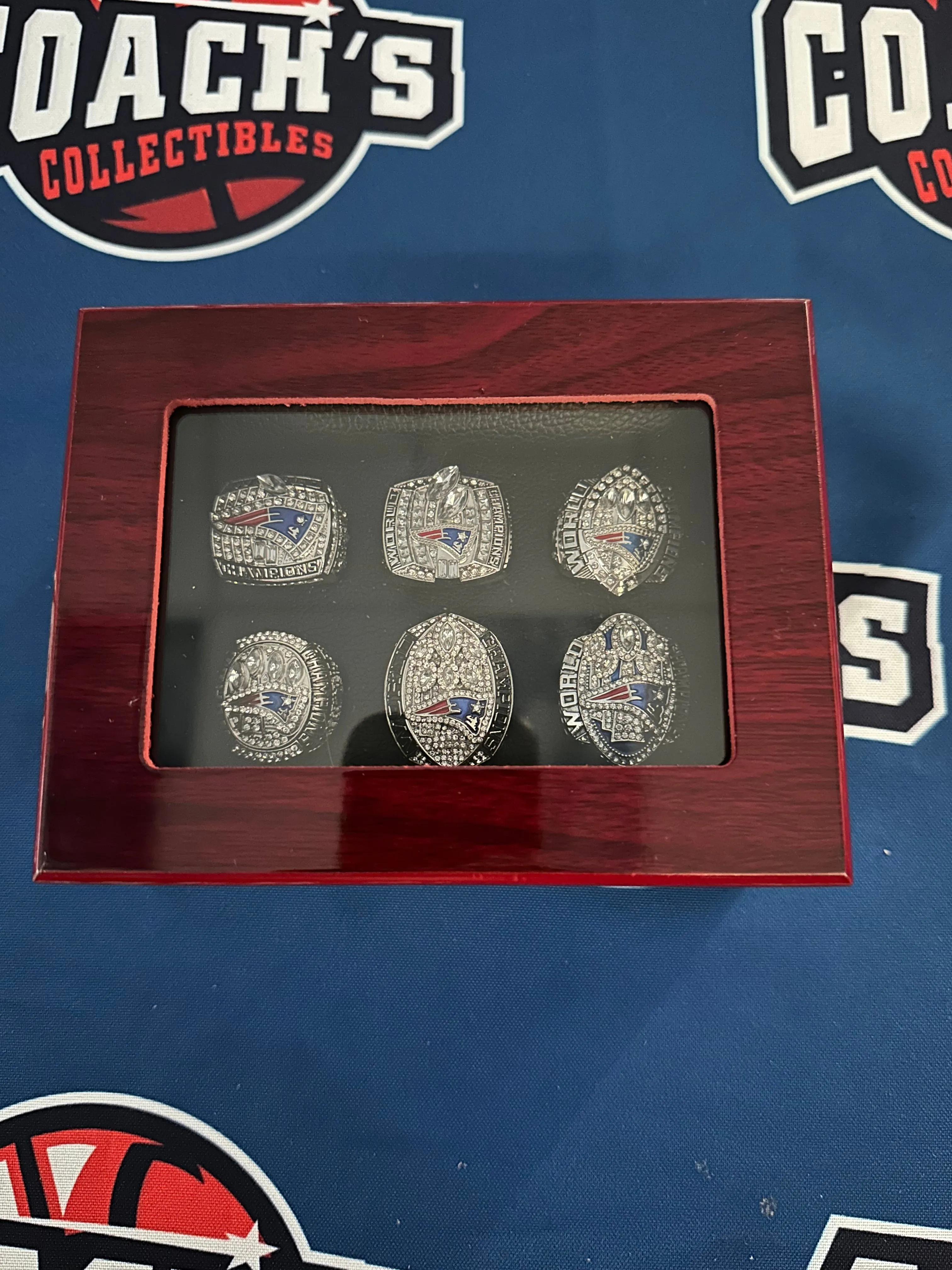 New England Patriots 6pc Replica Super Bowl Ring Set w/ Display Box