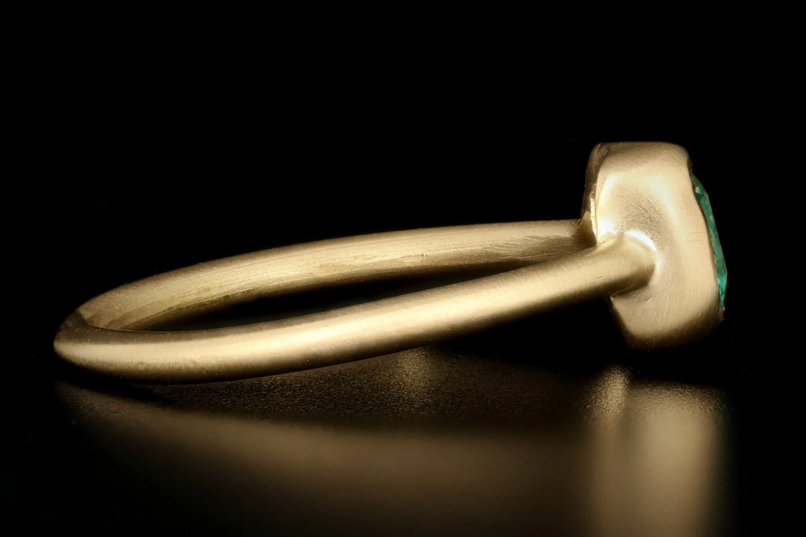 New Handmade 18K Yellow Gold .52 Carat Emerald Ring