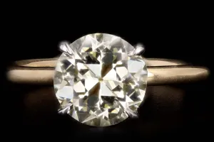 New Handmade Platinum & 18K Yellow Gold 2.34 Carat Old European Cut Diamond Engagement Ring