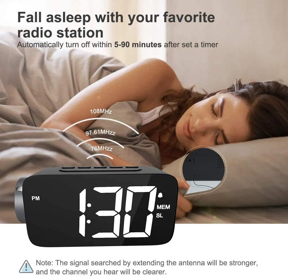 New in box! Awesome Projection Alarm Clock with large 6.5 Inch LED Screen & FM Radio!