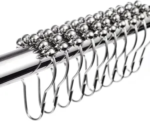 New LIHAO 12 Piece Set Rustproof Stainless Steel Shower Curtain Rings Hooks for Bathroom Shower Rod