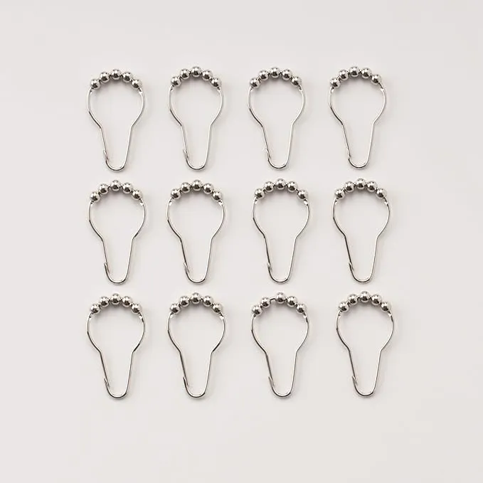 New LIHAO 12 Piece Set Rustproof Stainless Steel Shower Curtain Rings Hooks for Bathroom Shower Rod