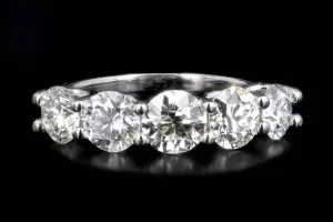 New Platinum 2.92 Carat Diamond 5 Stone Ring