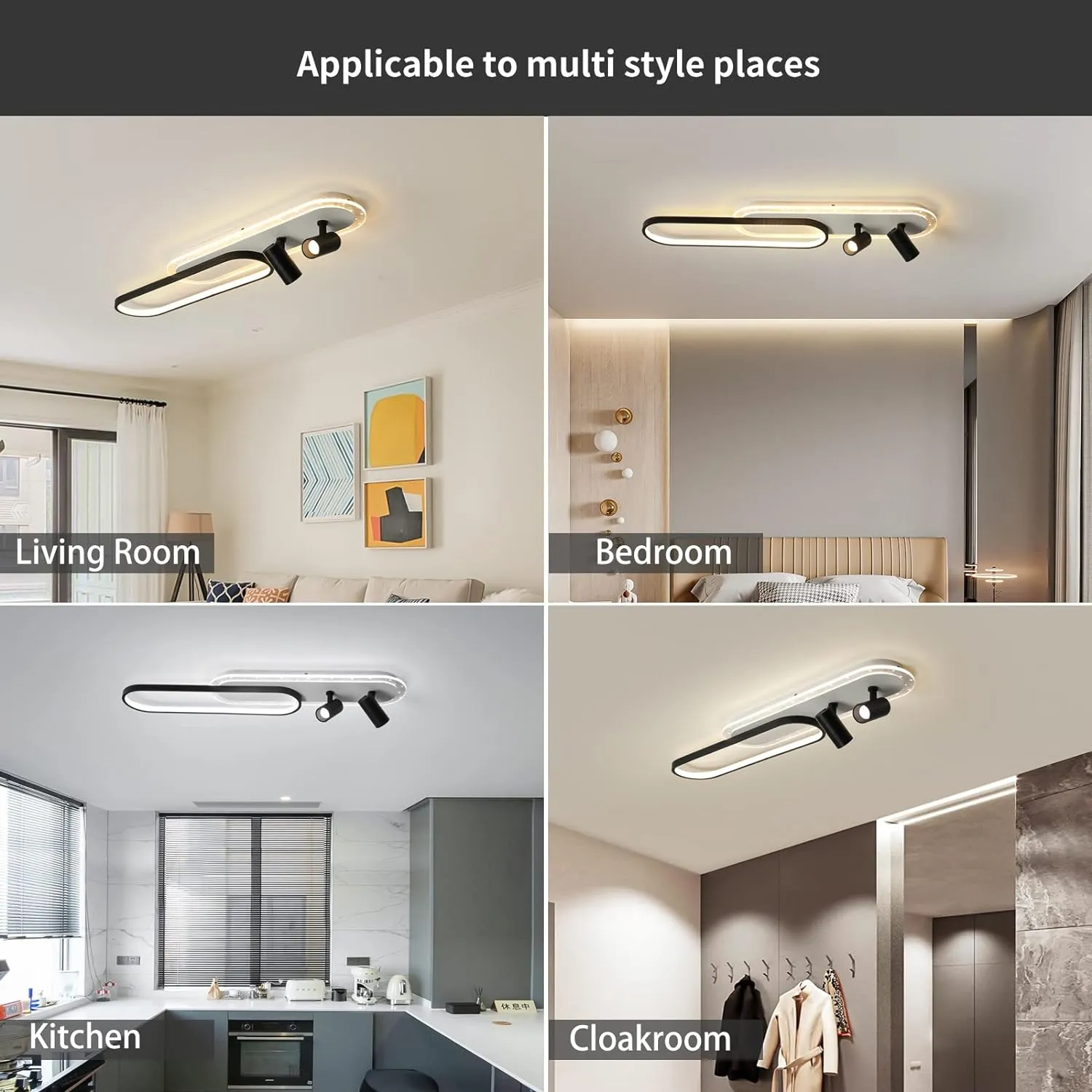 NEW Tioolo Modern Ceiling Lamp, LED Linear Ceiling Light Fixture, 45W Dimmable Ceiling Light with Remote, Acrylic Flush Mount Chandelier Ceiling Lighting for Kitchen Dining Room Bedroom Corridor!