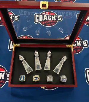 New York Giants 8pc Replica Super Bowl Ring & Trophy Set w/ Display Box