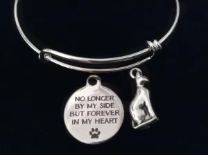 No Longer By My Side But Forever in My Heart 3D Cat Silver Expandable Charm Bracelet Adjustable Wire Bangle Memorial Gift Kitten