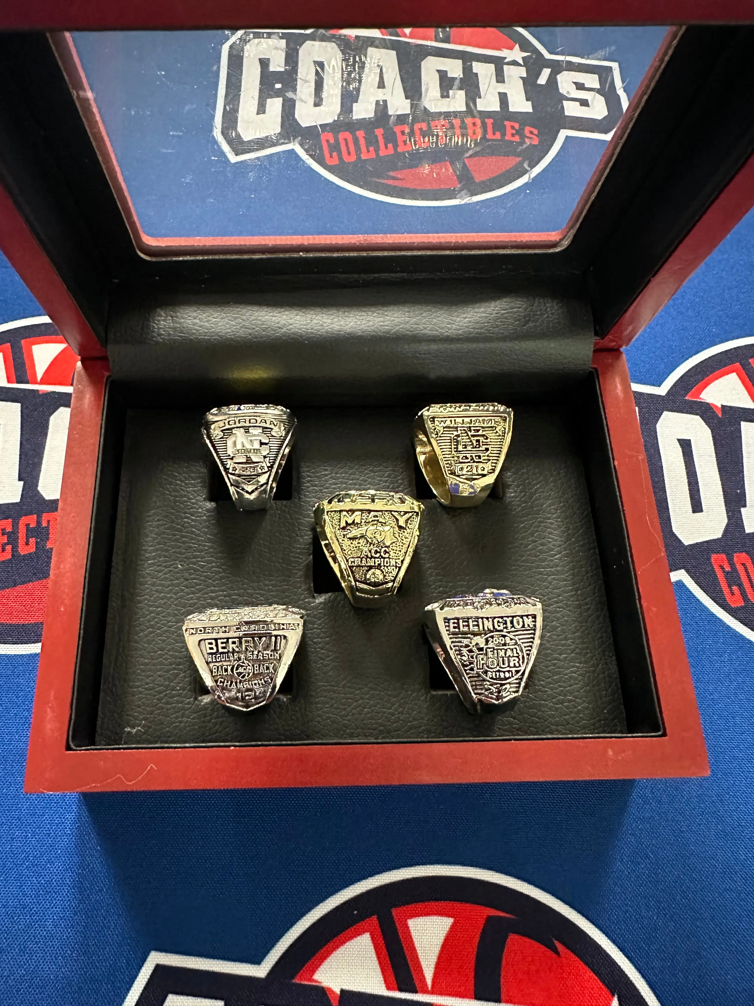 North Carolina Mens basketball 4pc Replica National Championship Ring Set w/ Display Box
