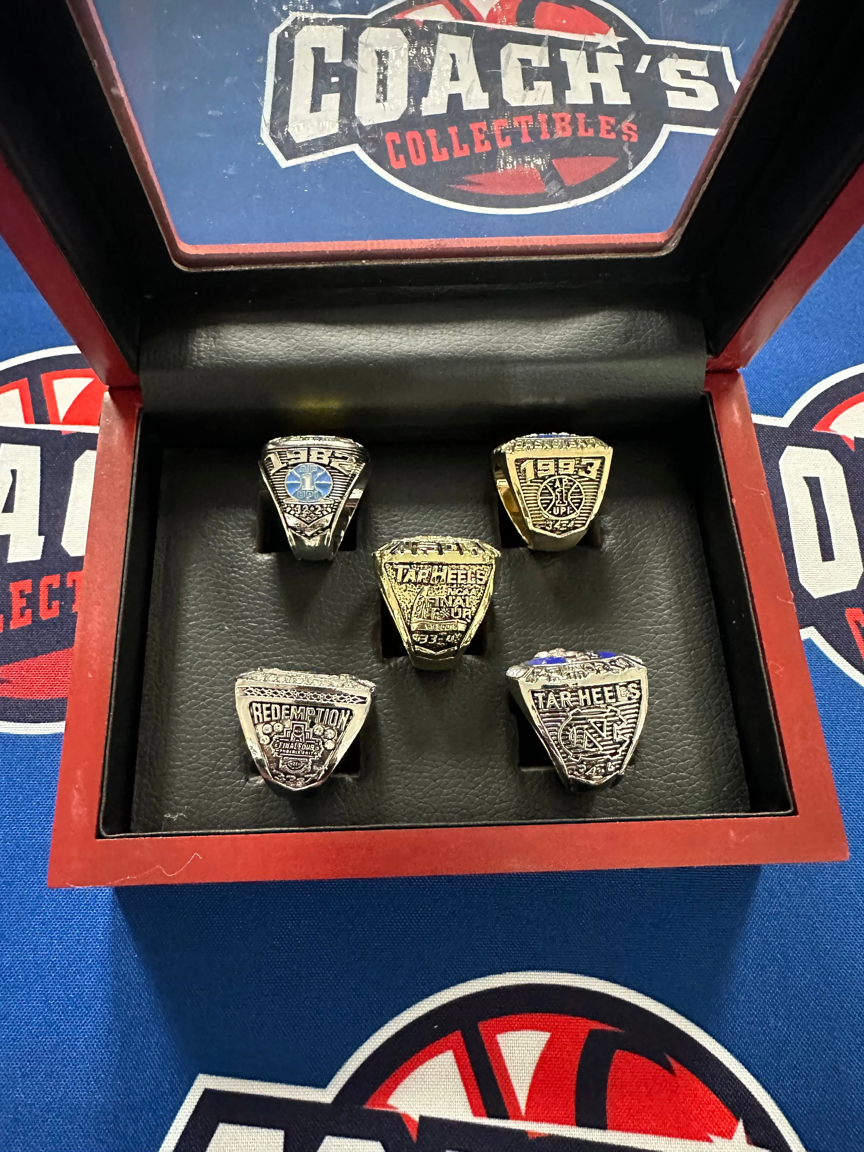 North Carolina Mens basketball 4pc Replica National Championship Ring Set w/ Display Box