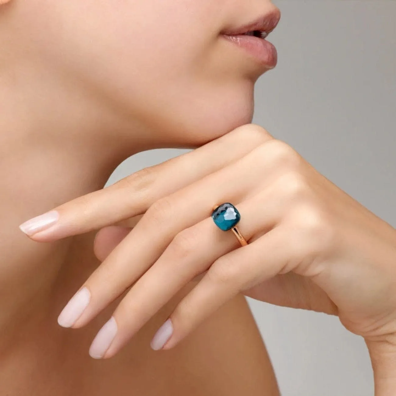 Nudo 18K Rose Gold London Blue Topaz Classic Ring