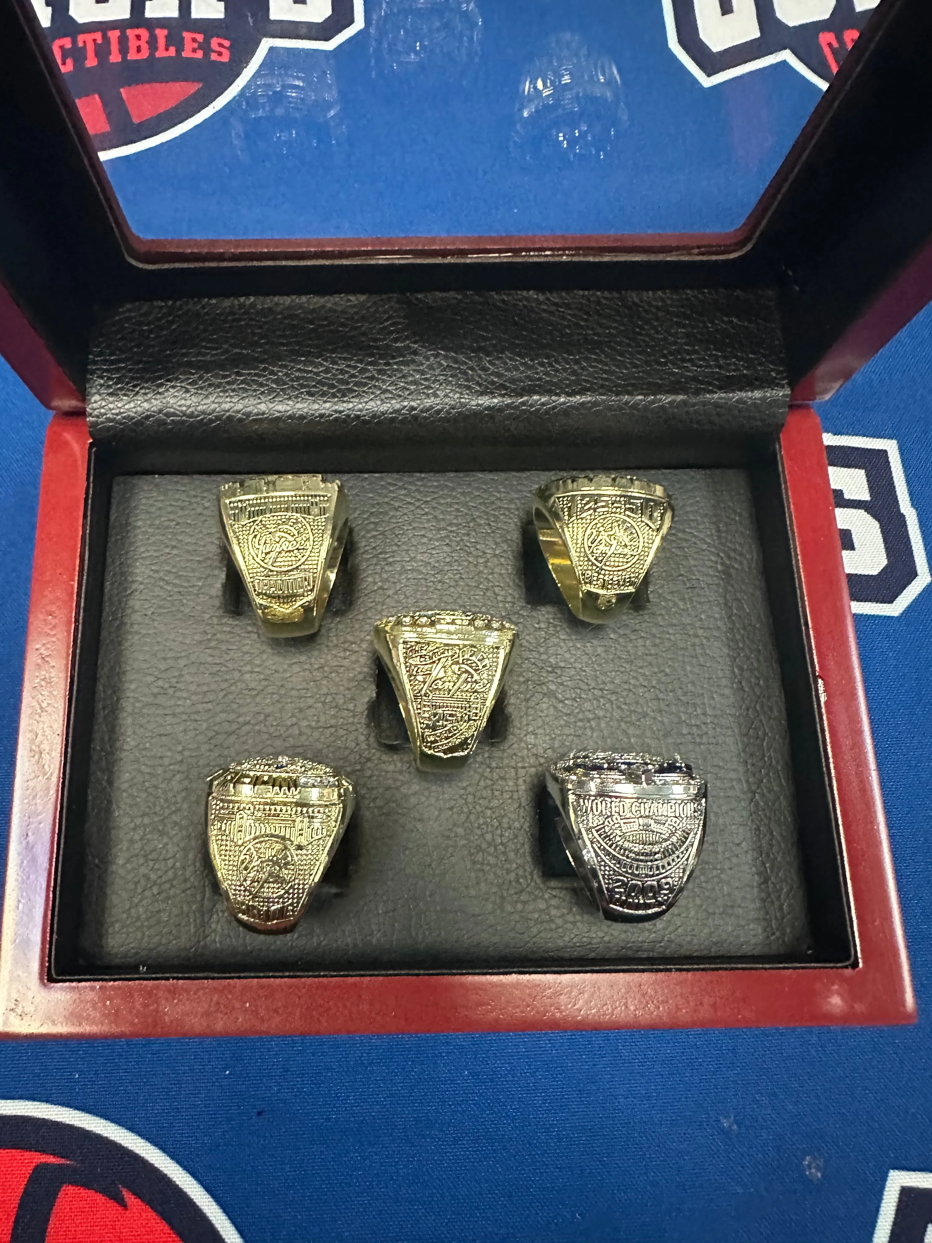 NY Yankees Core Four 5pc Replica World Series Ring Set w/ Display Box